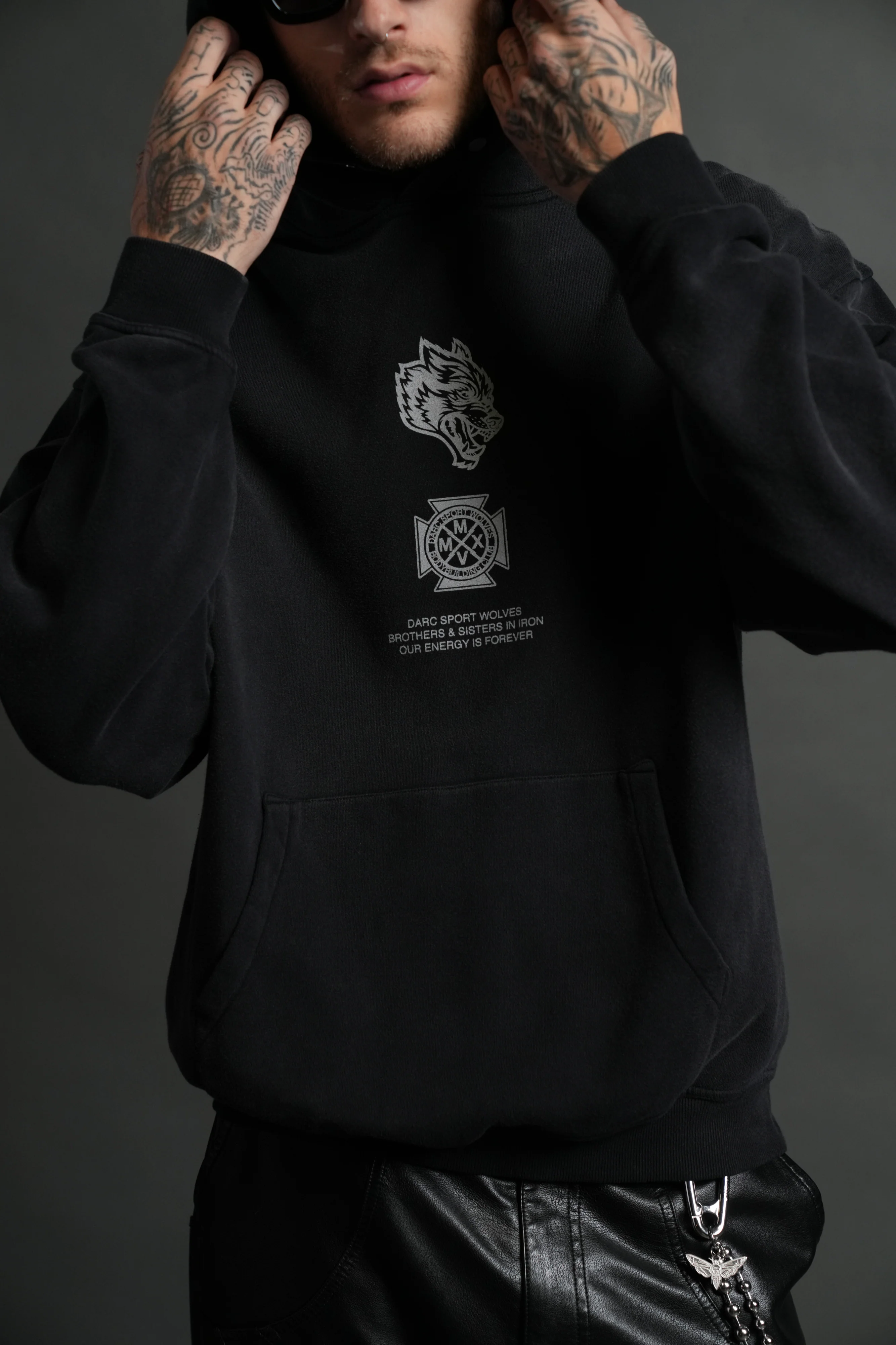 Ashes of the Dark V2 "Pierce" Hoodie in Black Drift Wash - Image 7