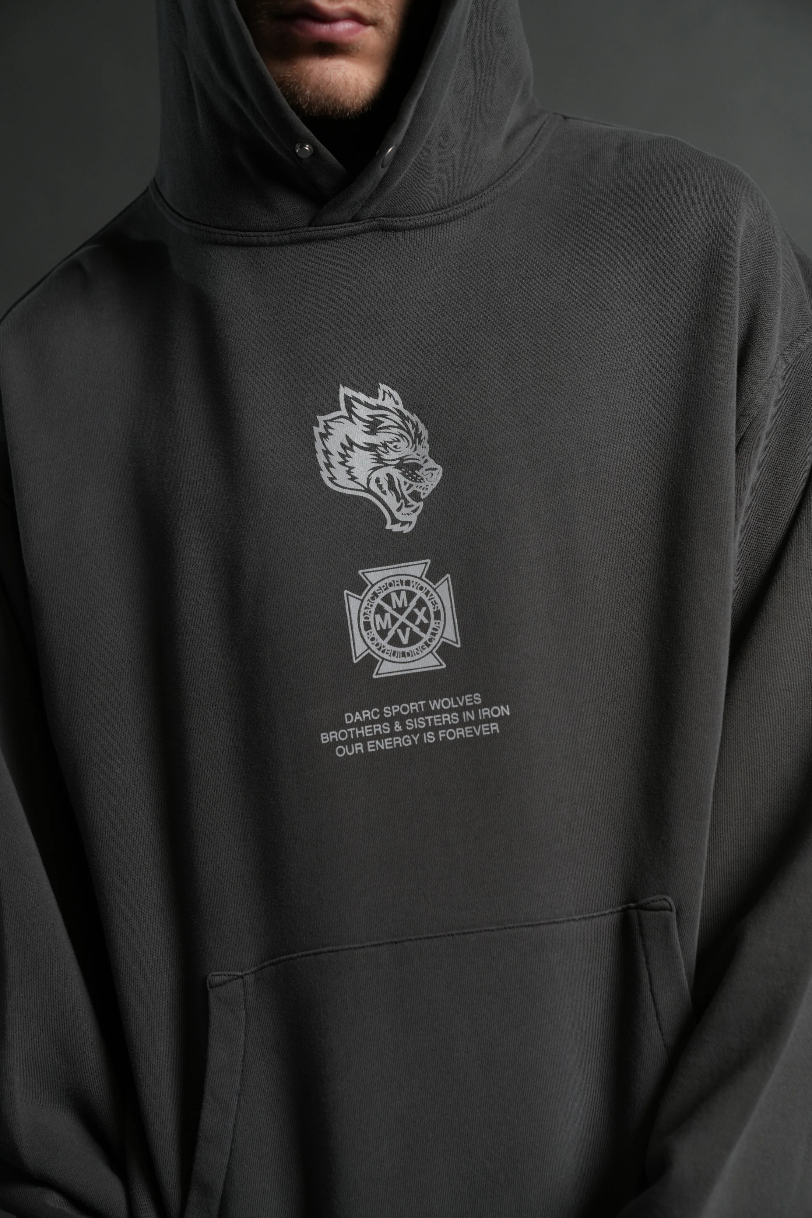 Ashes of the Dark V2 "Pierce" Hoodie in Wolf Gray Drift Wash - Image 6