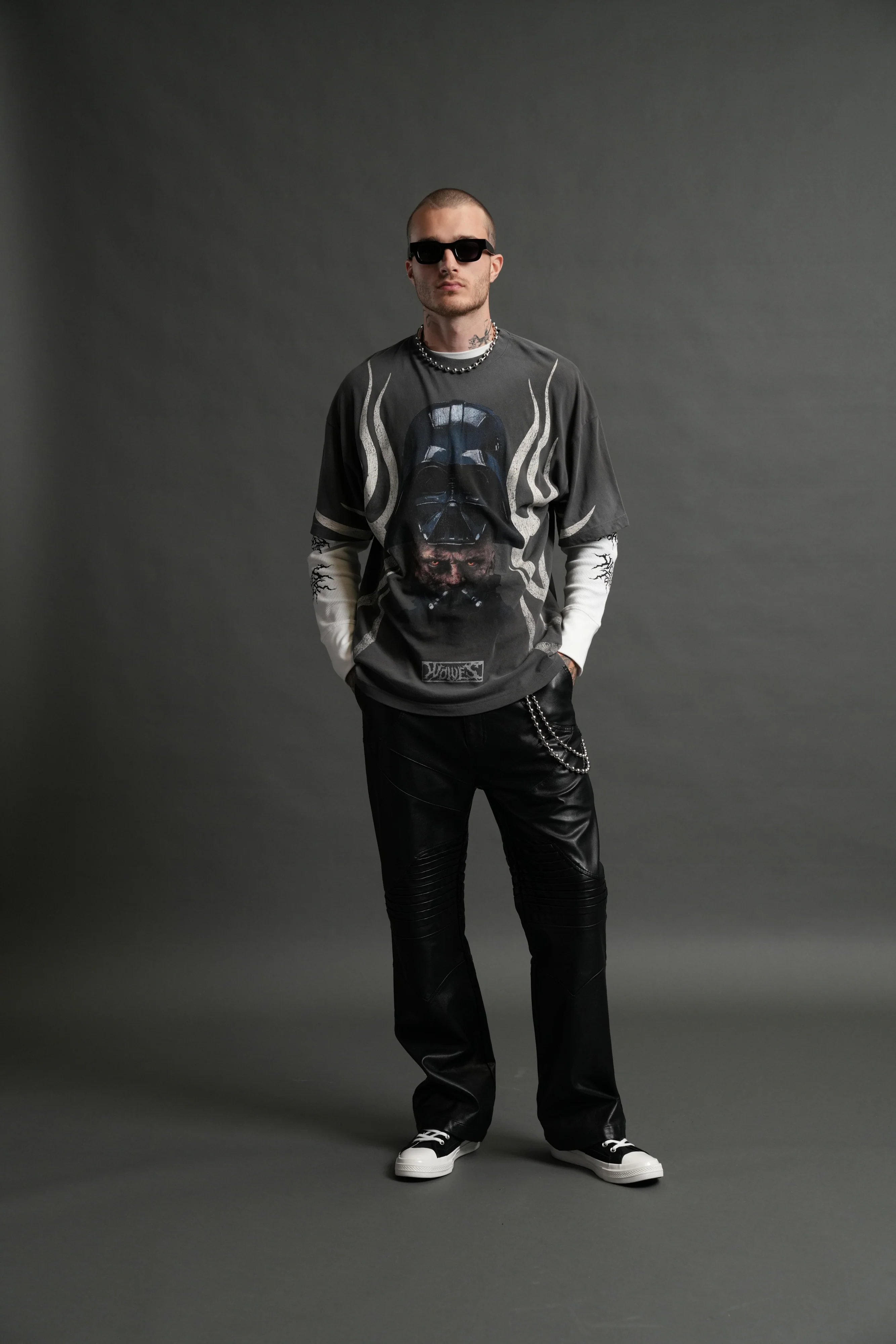 Ashes of the Dark V2 "Premium" Oversized Tee in Wolf Gray Drift Wash - Image 5