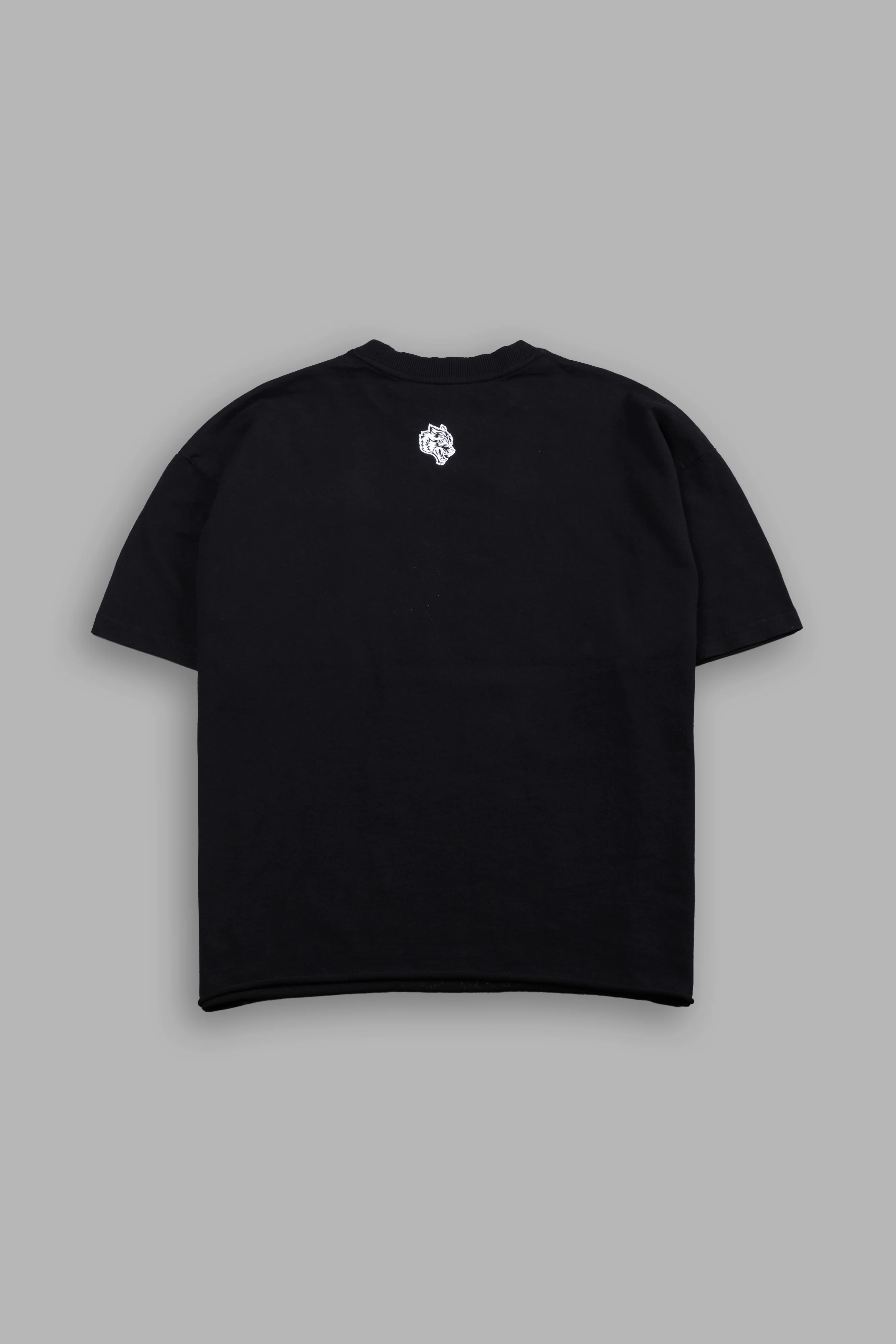 Awakened Power Grunge Mid Length Raw Hem Tee in Black - Image 3