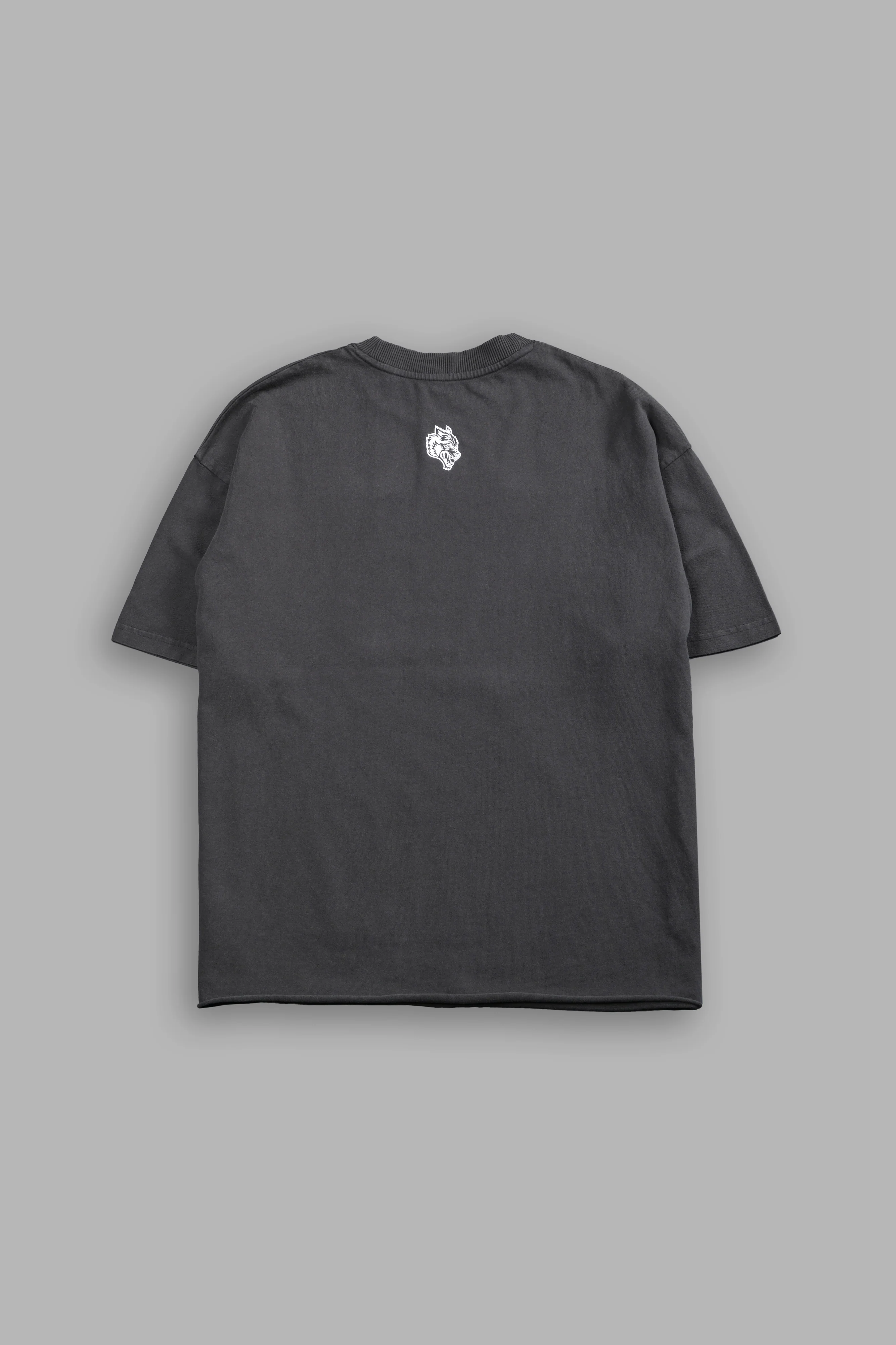 Awakened Power Grunge Mid Length Raw Hem Tee in Wolf Gray - Image 2