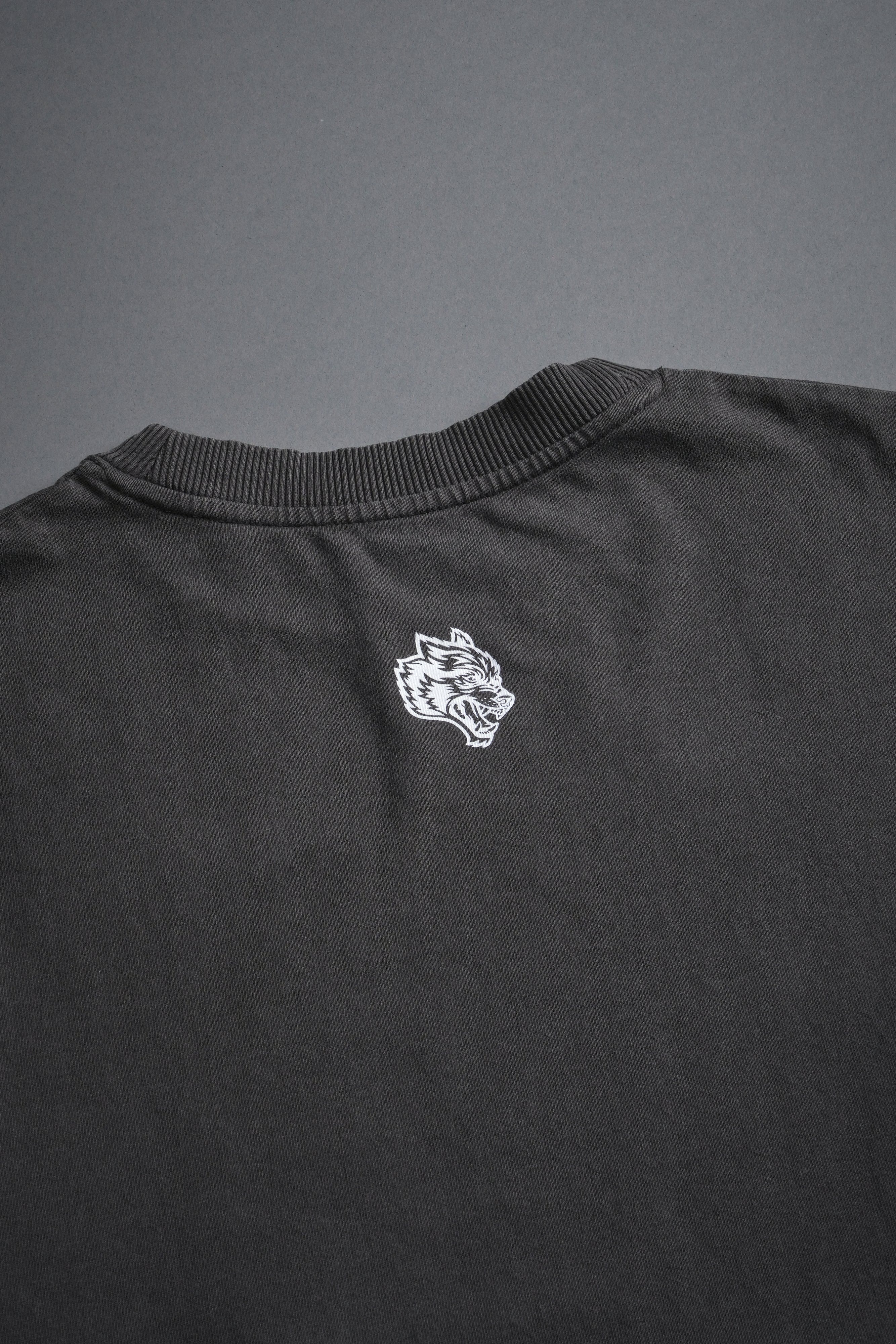 Awakened Power Grunge Mid Length Raw Hem Tee in Wolf Gray - Image 4