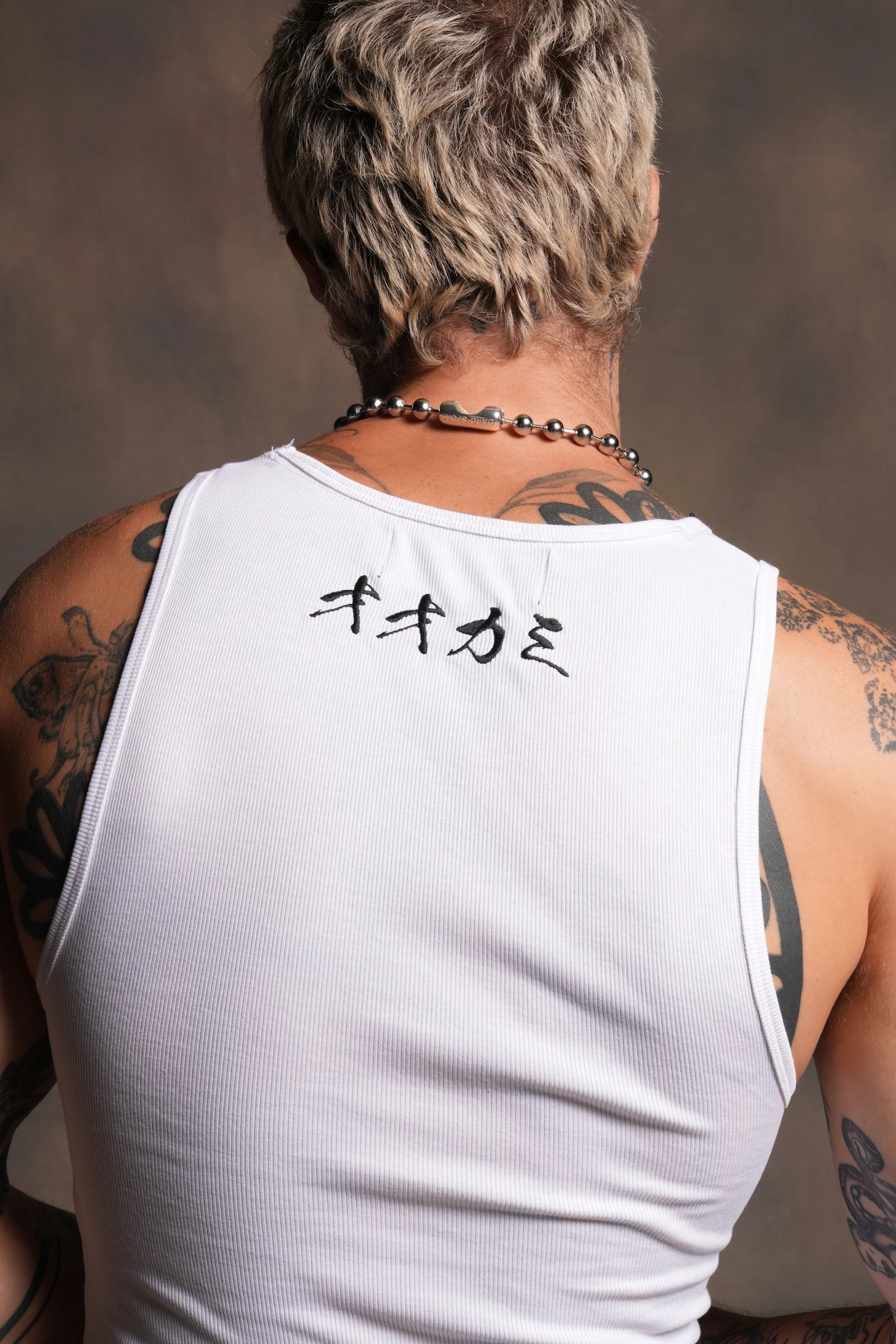 Bar Wolf Ribbed Tank V2 in White - Image 8
