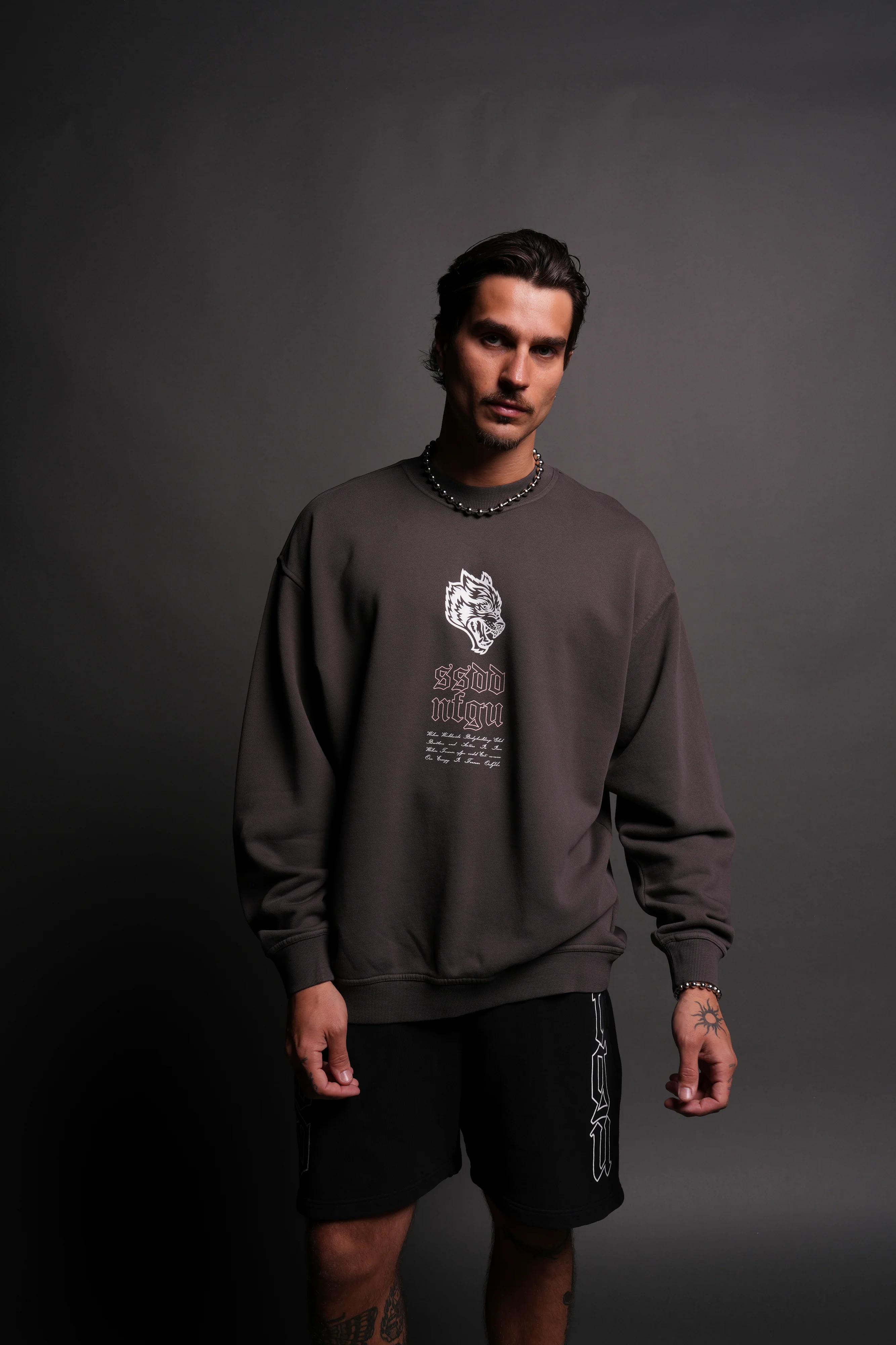 Breath Of Wolves London Crewneck in Wolf Gray - Image 2