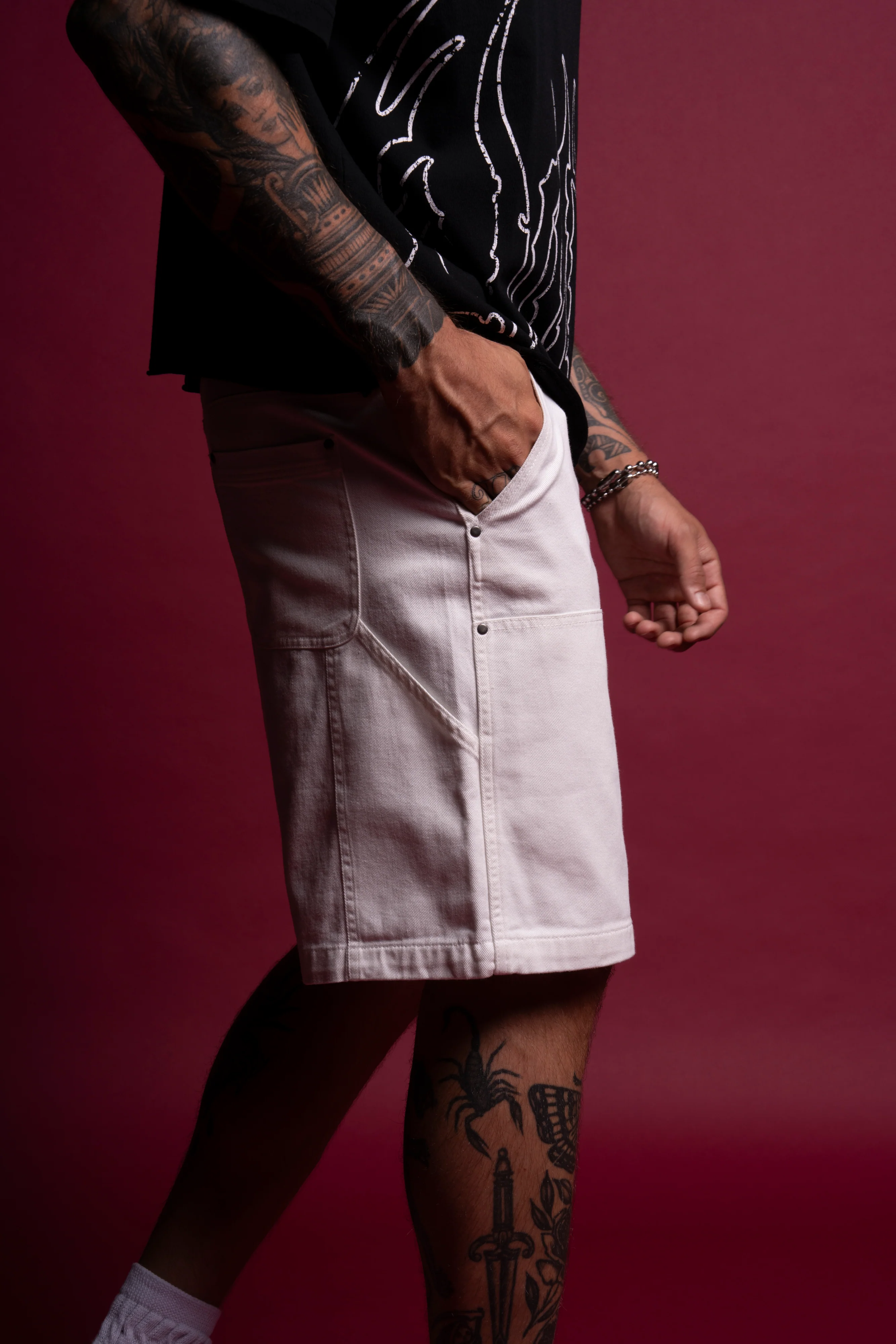 Chopper Clark Utility Shorts in Cream - Image 10