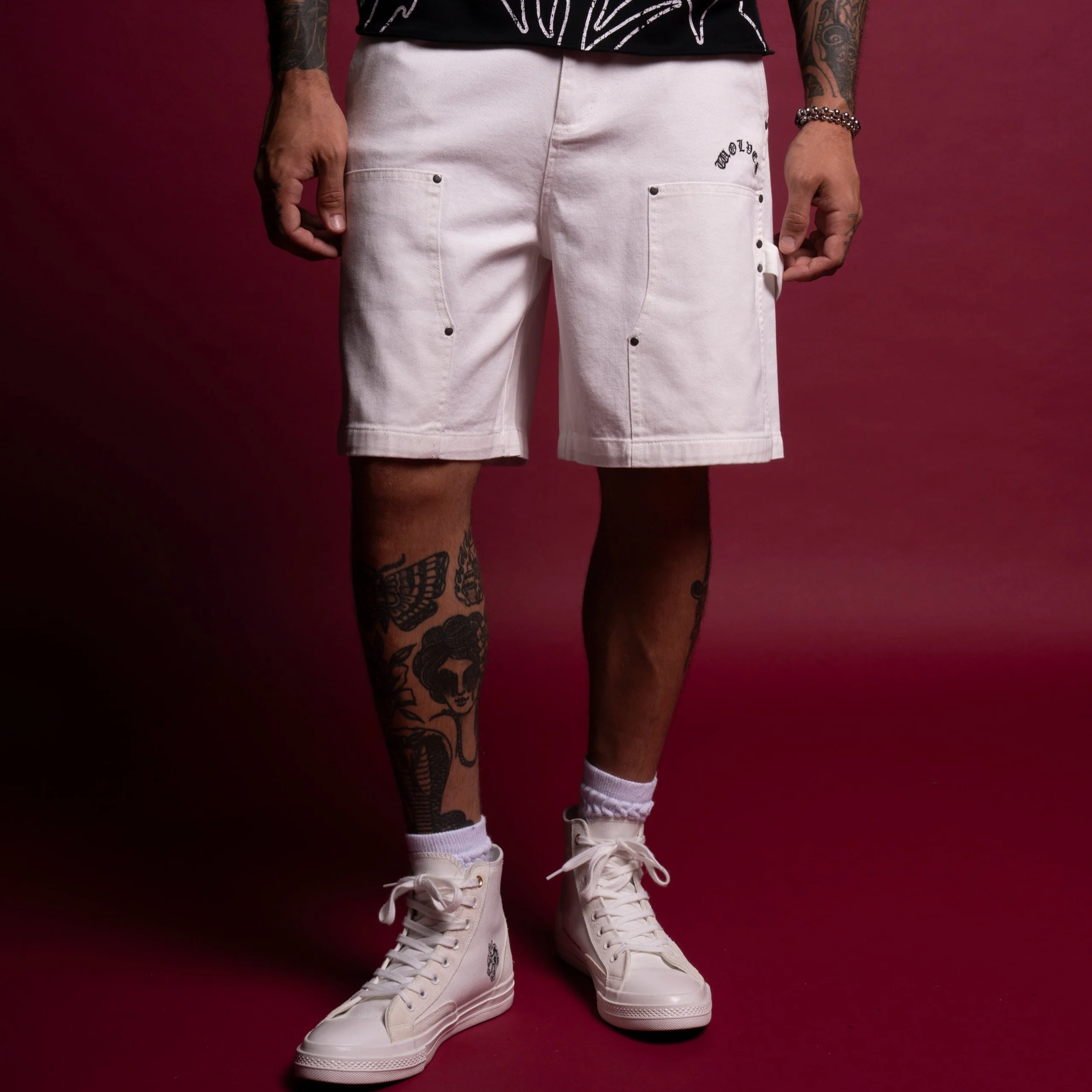 Chopper Clark Utility Shorts in Cream - Image 2