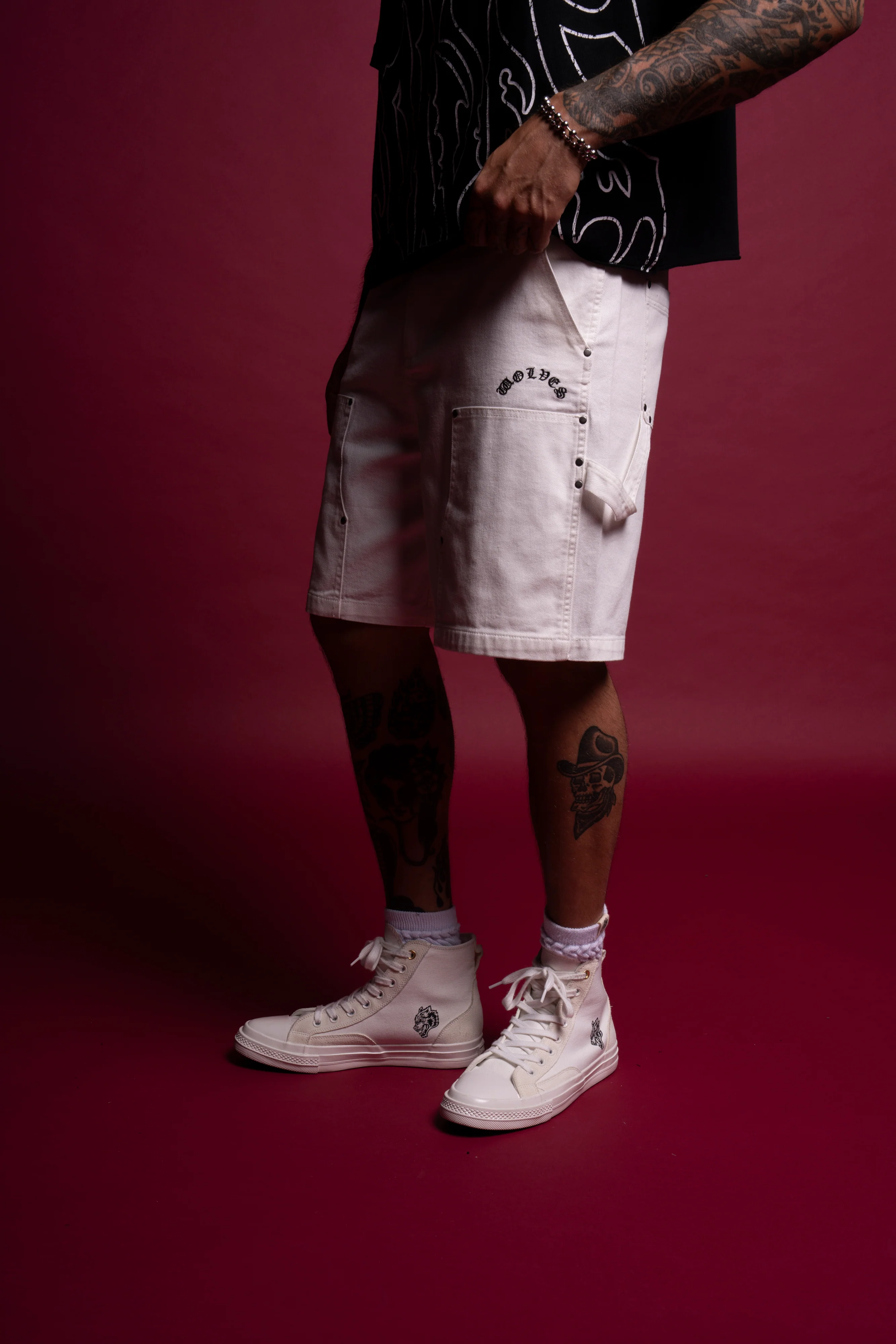 Chopper Clark Utility Shorts in Cream - Image 4