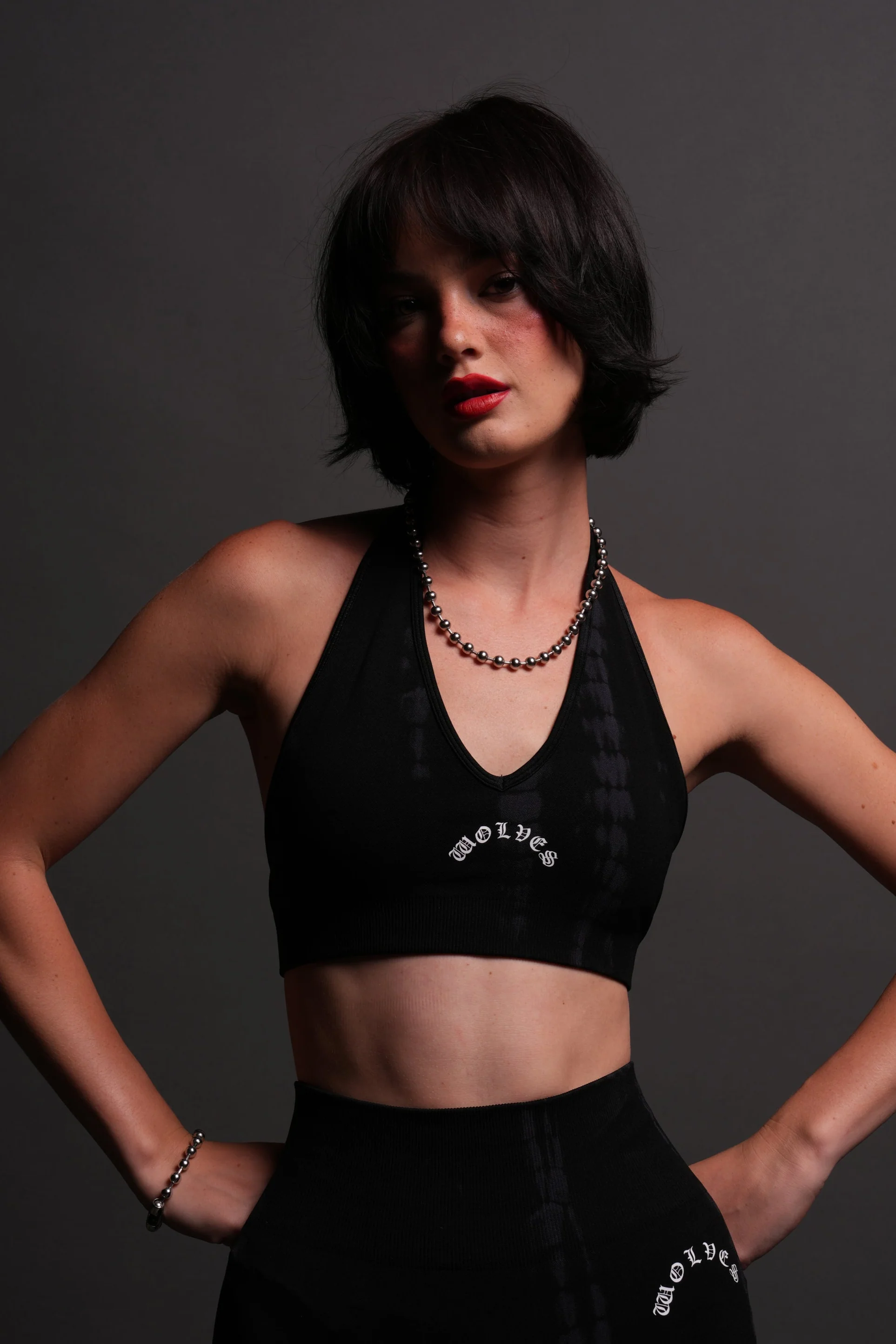 Chopper "Everson Seamless" Halter Bra in Black Tonal Serpent