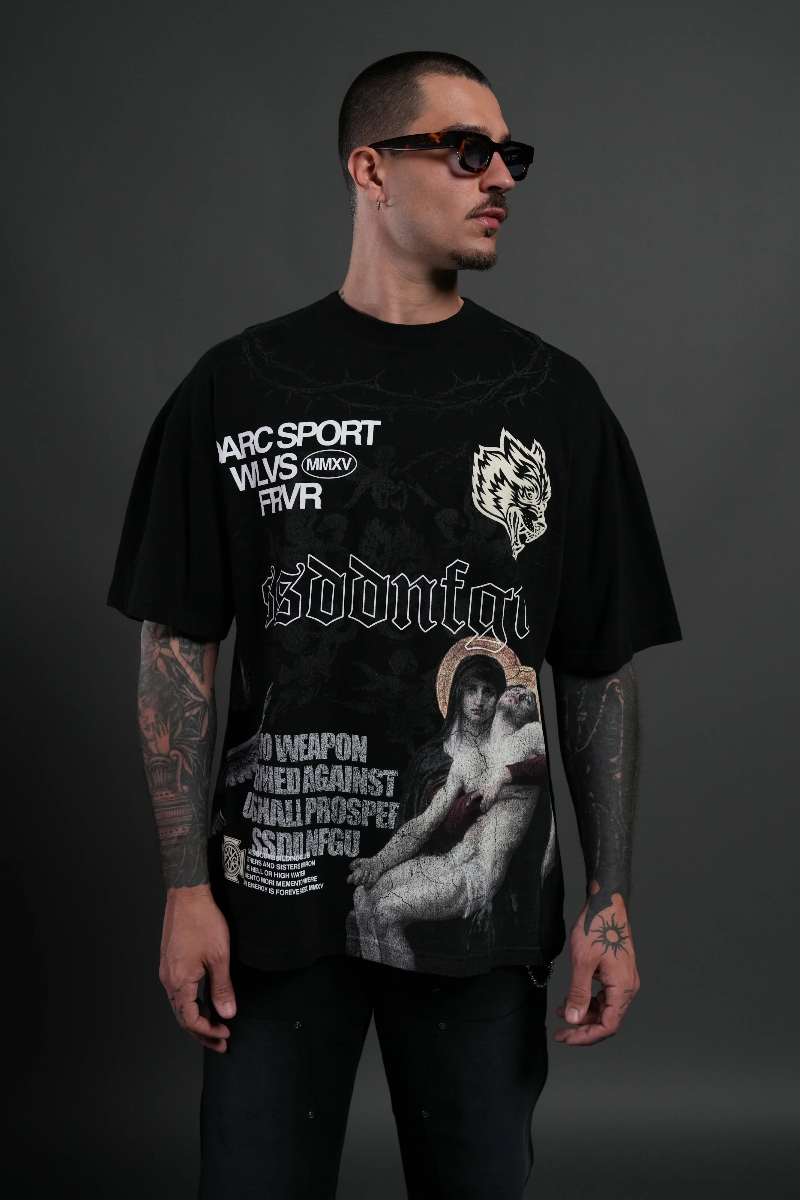 Creed Premium Oversized Tee in Black - Image 4