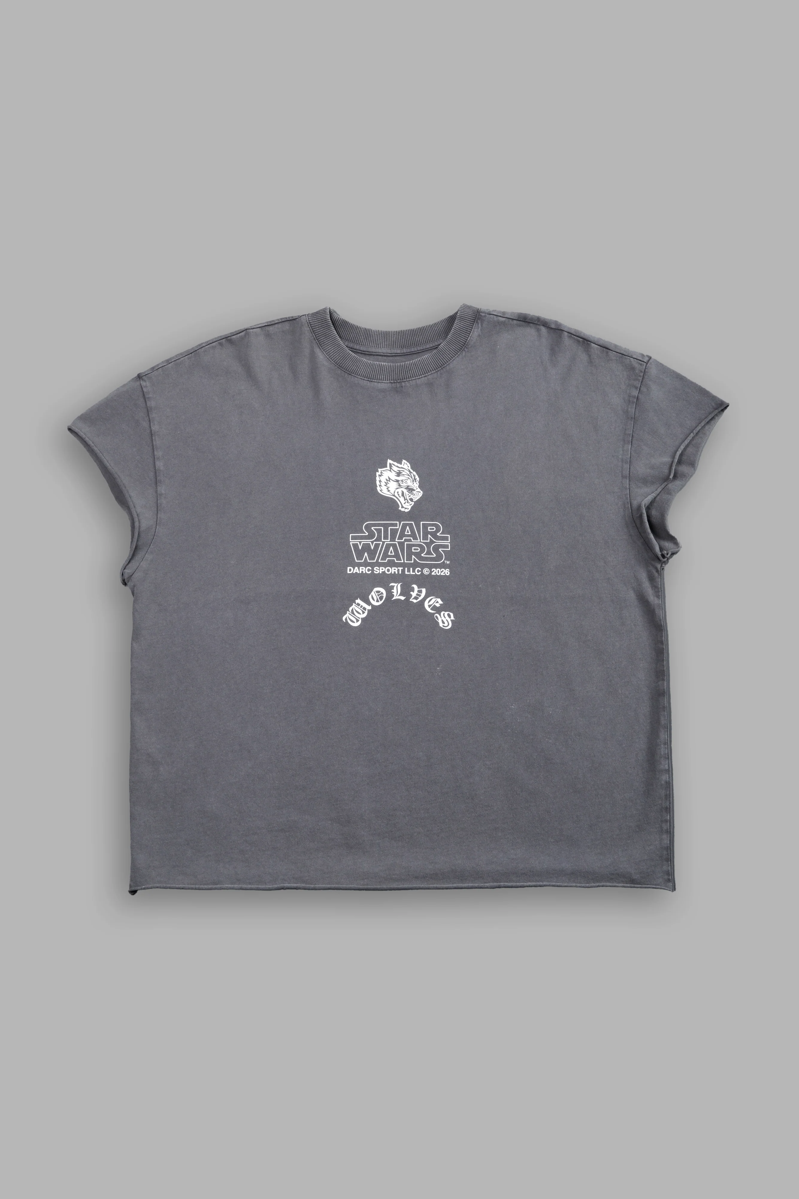 Crossguard's Fury Grunge Mid Length Raw Hem Cap Sleeve Tee in Slate Gray - Image 2