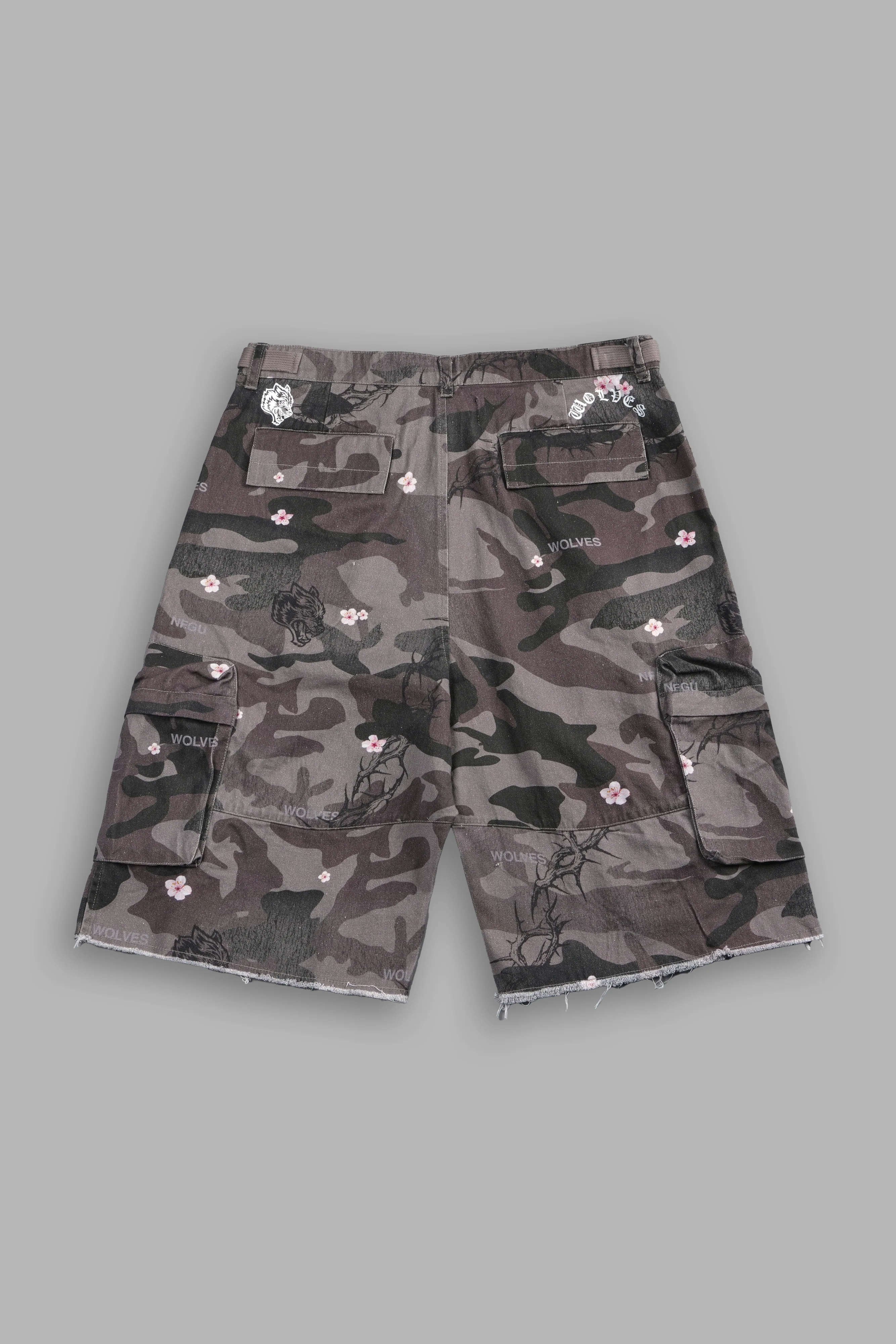 Darc Blossom Duke Cargo Shorts in Warrior In A Garden Green Camo - Image 3
