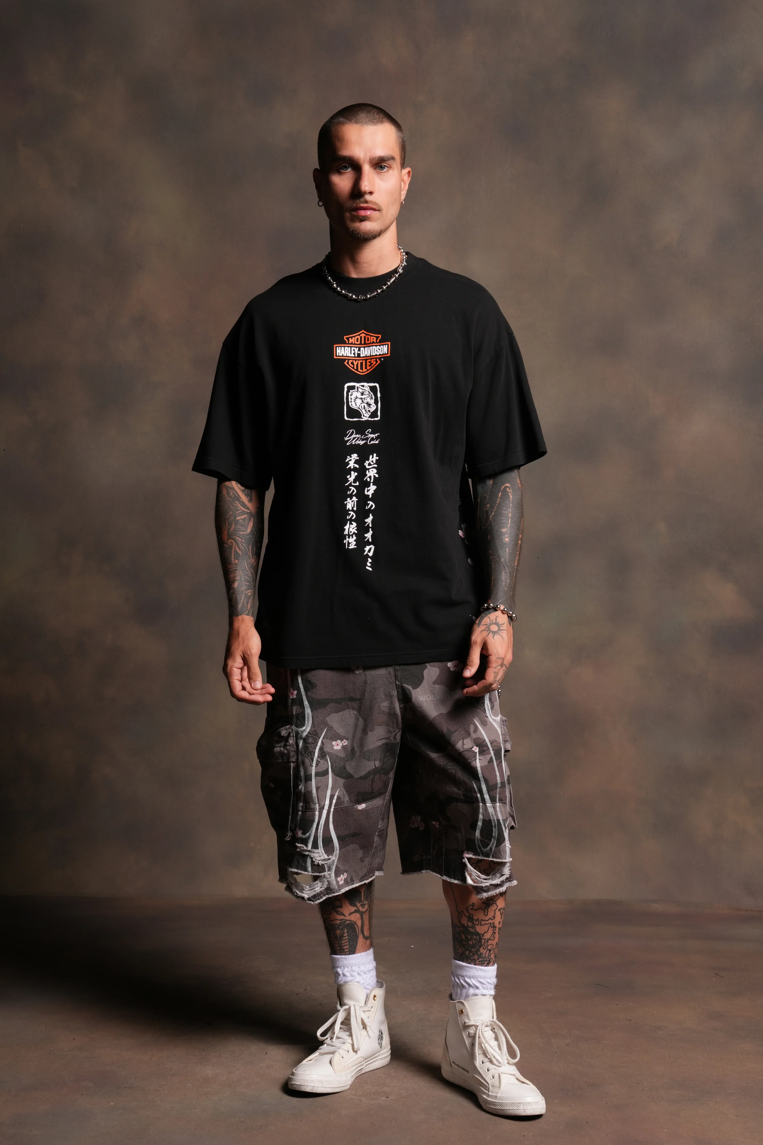 Darc Blossom Duke Cargo Shorts in Warrior In A Garden Green Camo - Image 6