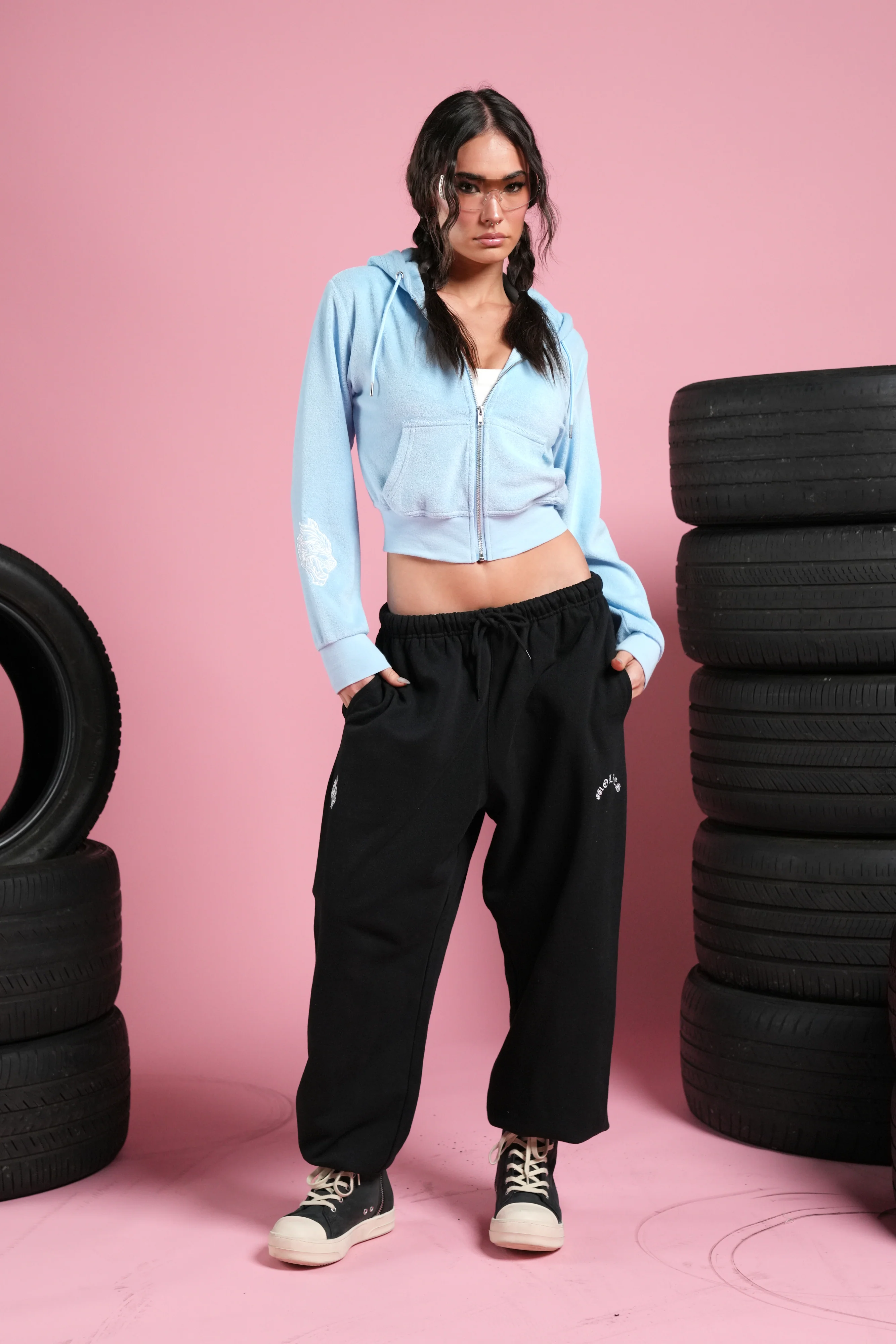Darc Covenant "Tia" Zip Up Hoodie in Baby Blue - Image 3