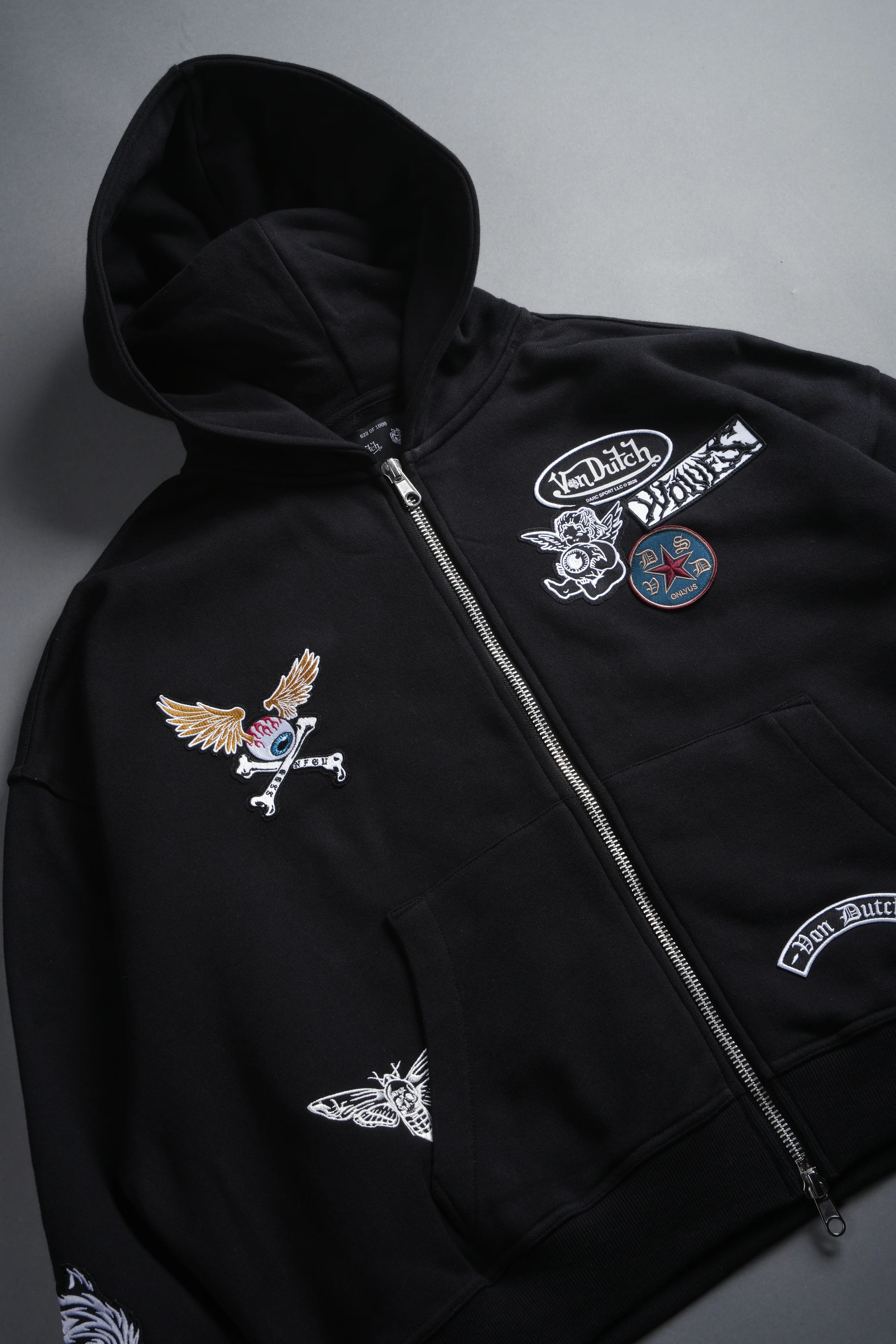 Darc Kulture Vex Double Zip Hoodie in Black - Image 13