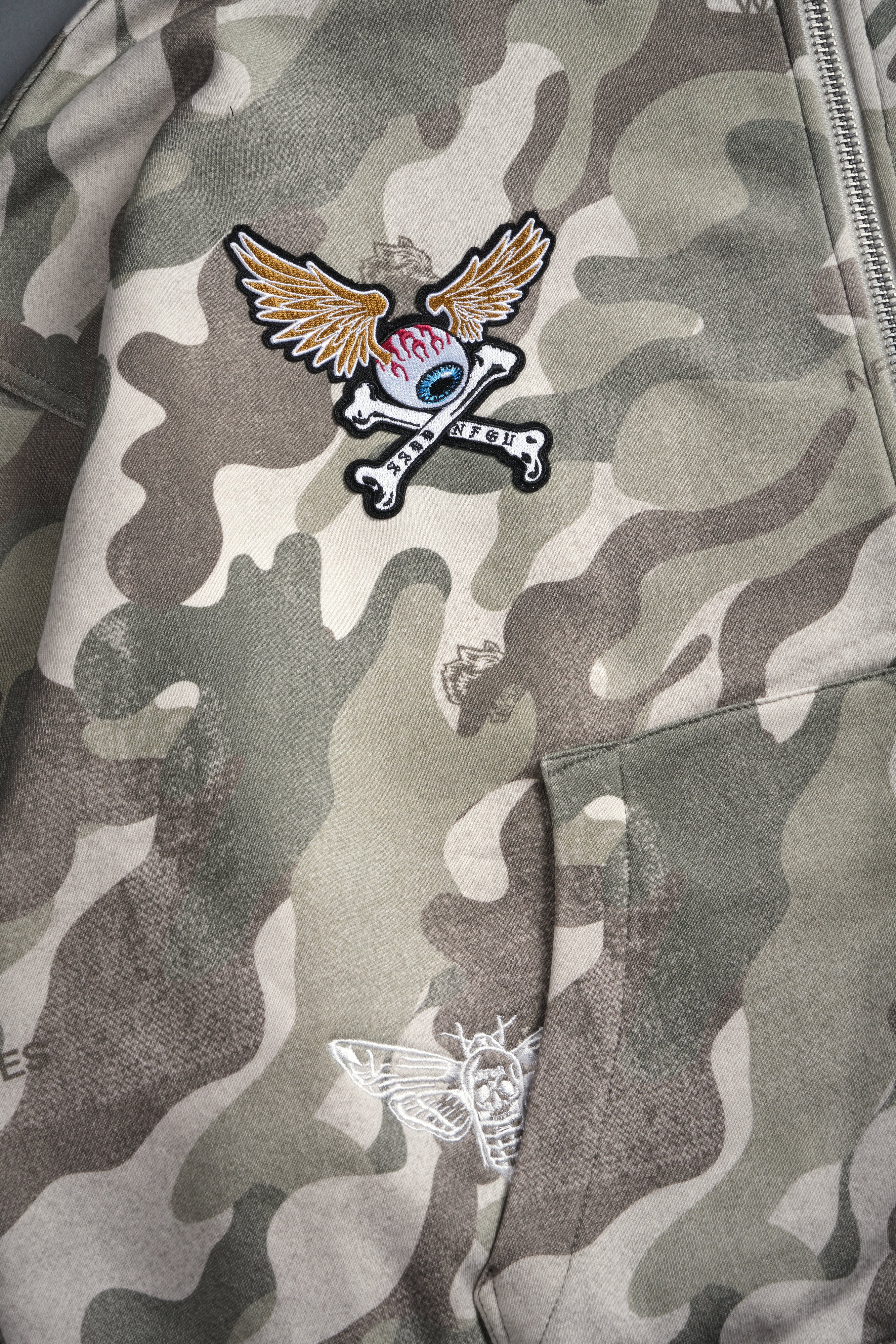 Darc Kulture Vex Double Zip Hoodie in DSVD Green Camo - Image 12