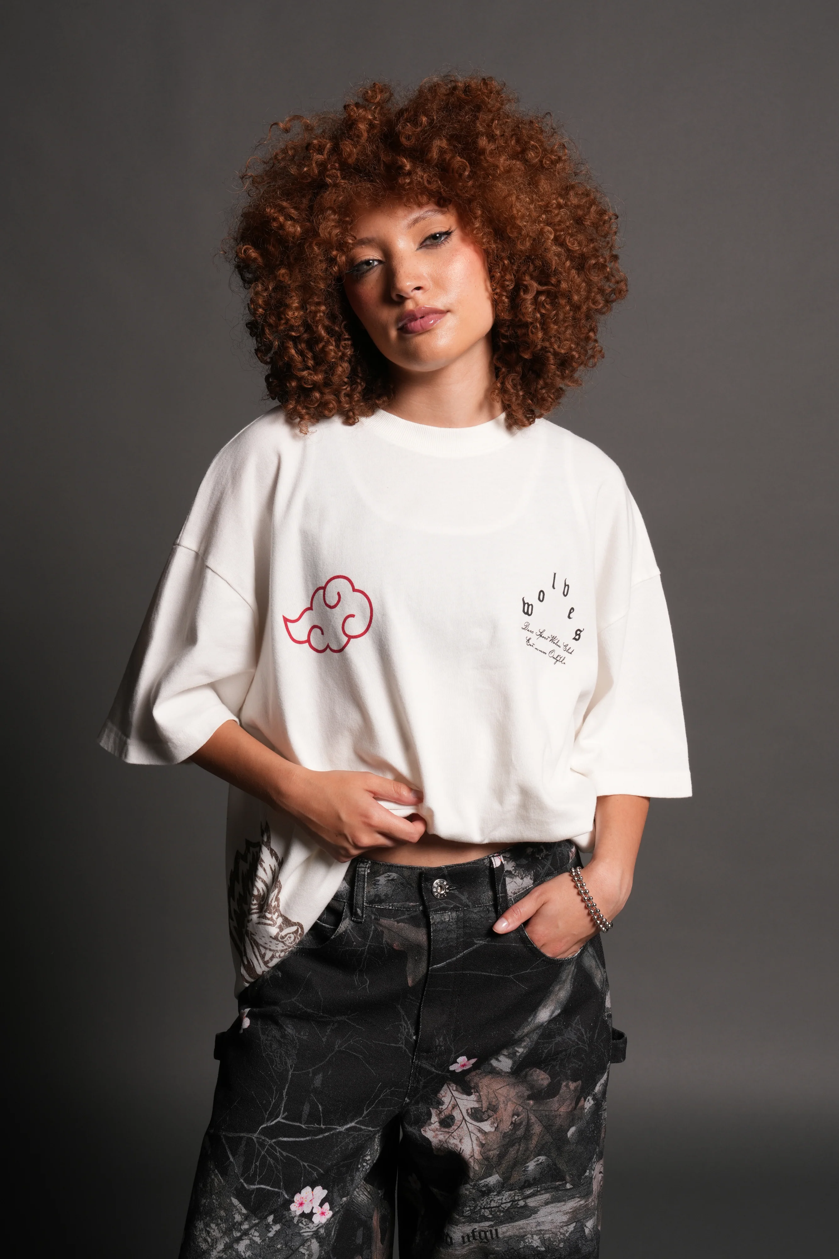 Darc Ninja Premium Oversized Tee in Cream - Image 9