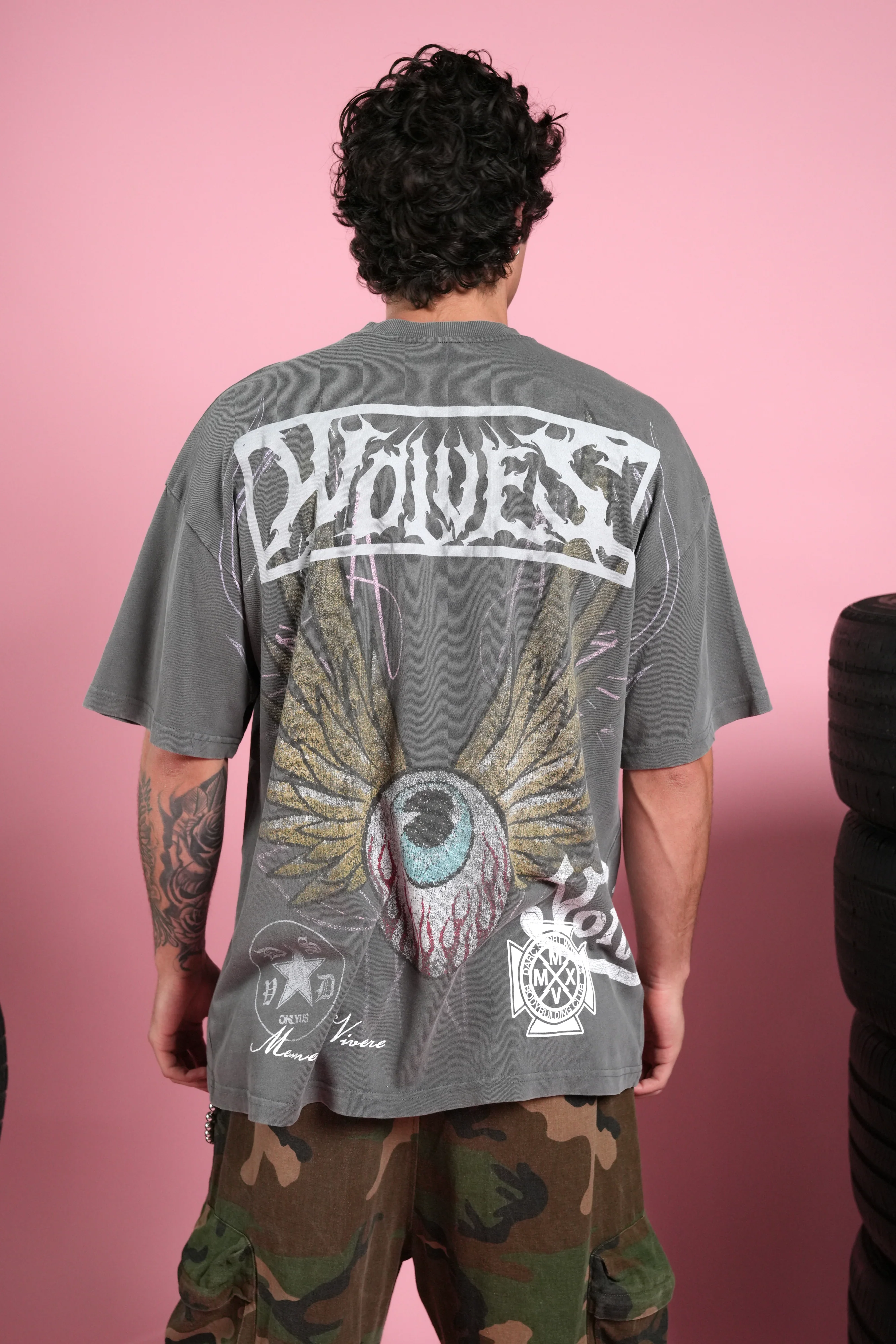 Darc Omen "Side-By-Side" Series Premium Tee in Slate Gray - Image 4