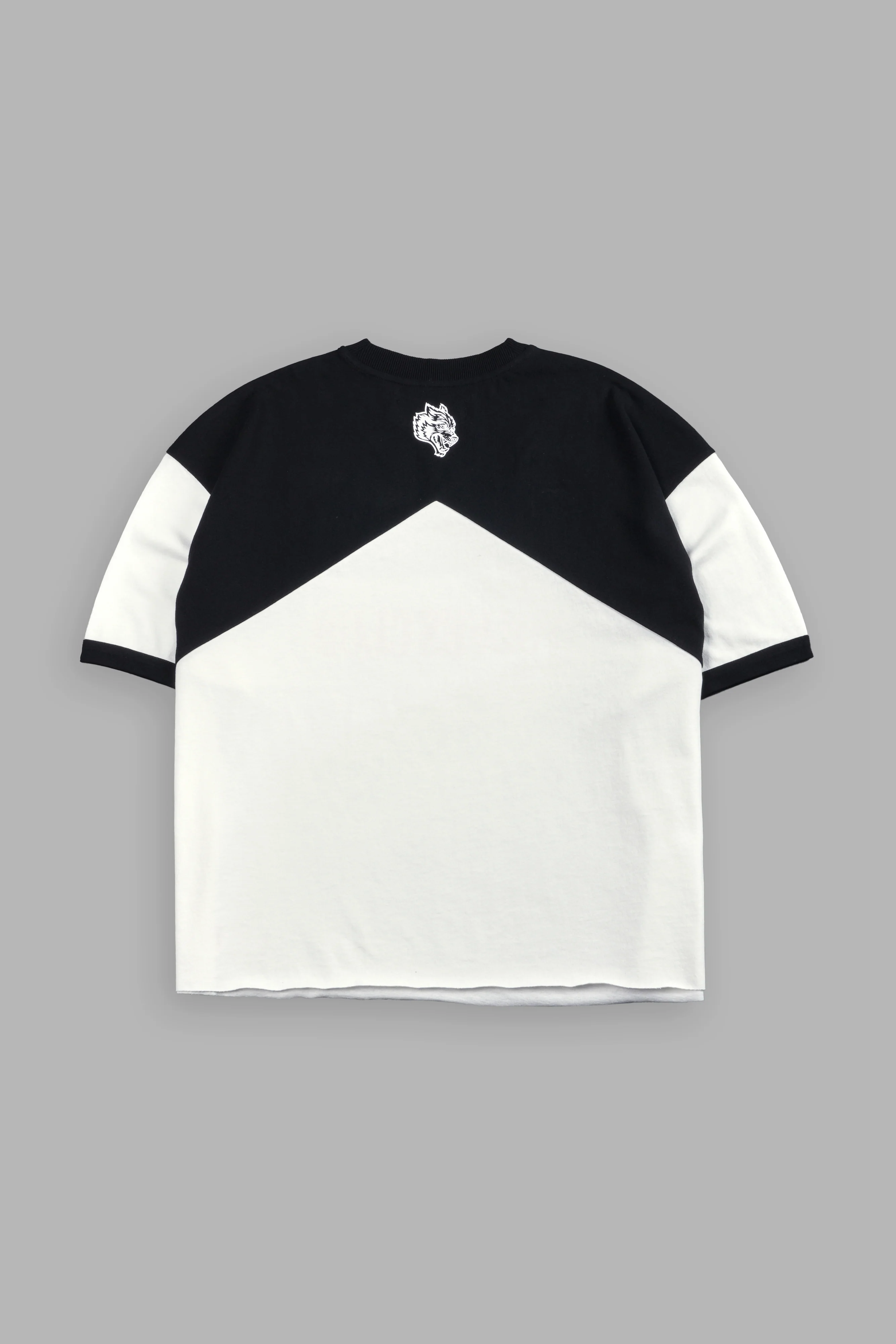 Darc Racer Grunge Mid Length Raw Hem Tee in Cream - Image 2