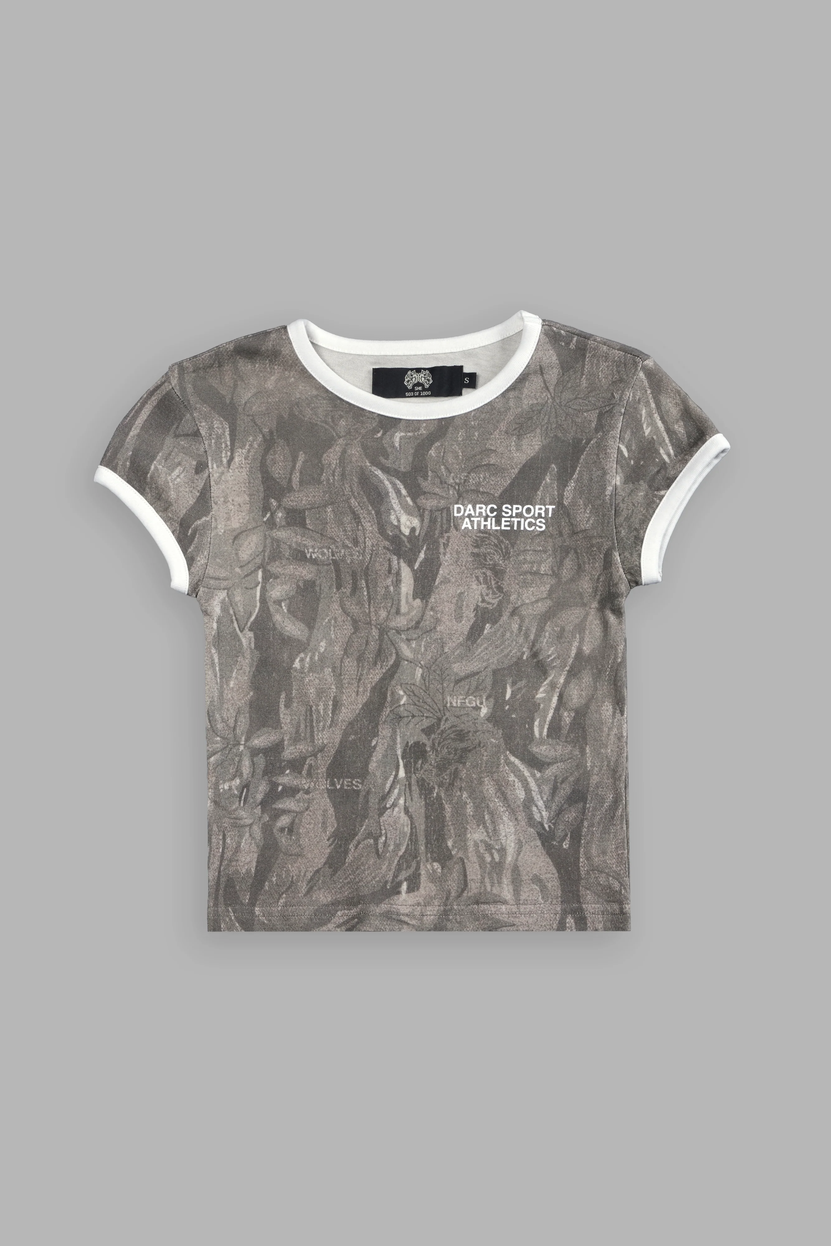 Darc Sport Athletics Ringer "Baby" Tee in Ohana Vintage Norse Camo/Cream - Image 5
