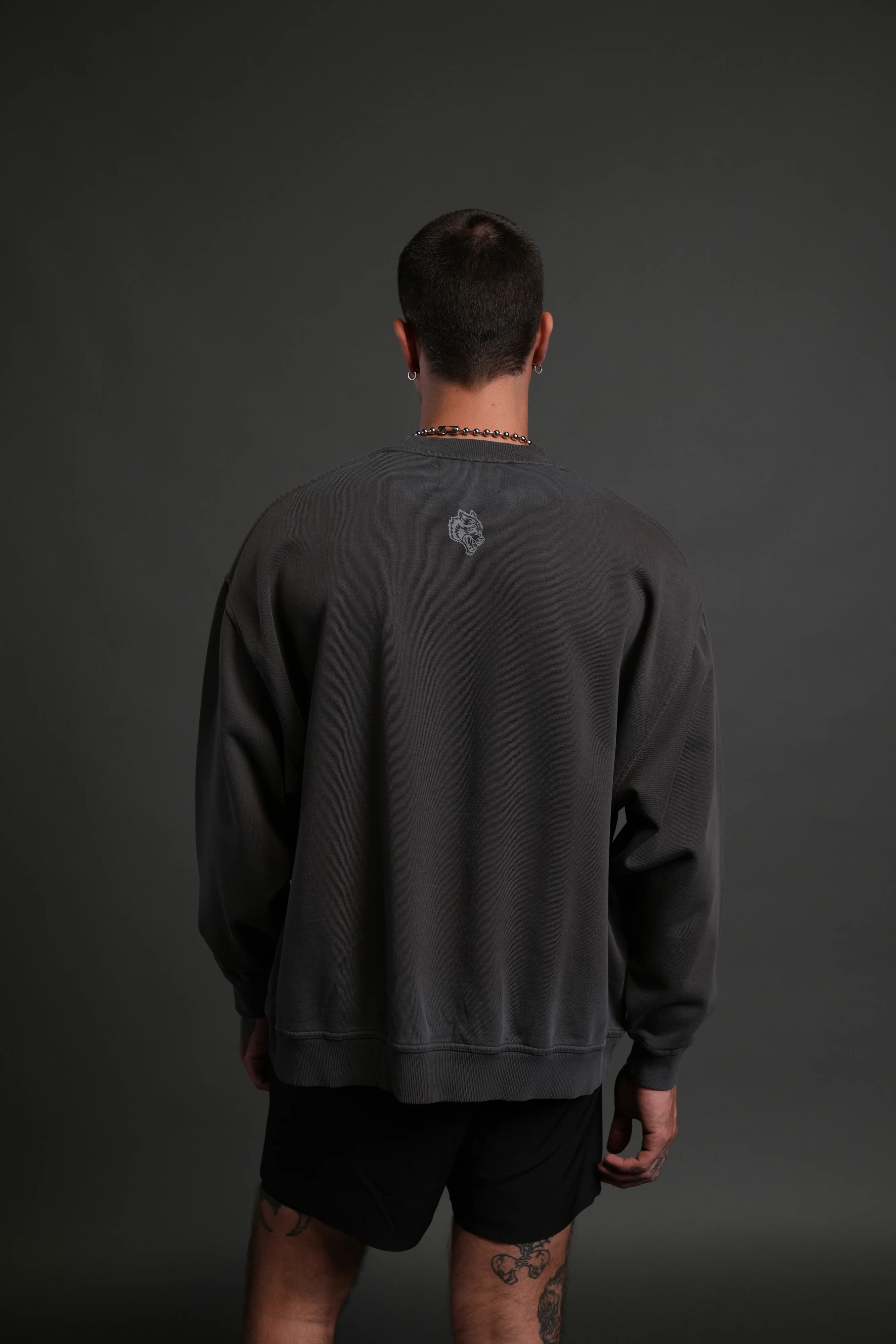 Darc Sport MMXV Grunge Oversized London Unisex Crewneck in Wolf Gray Drift Wash - Image 2