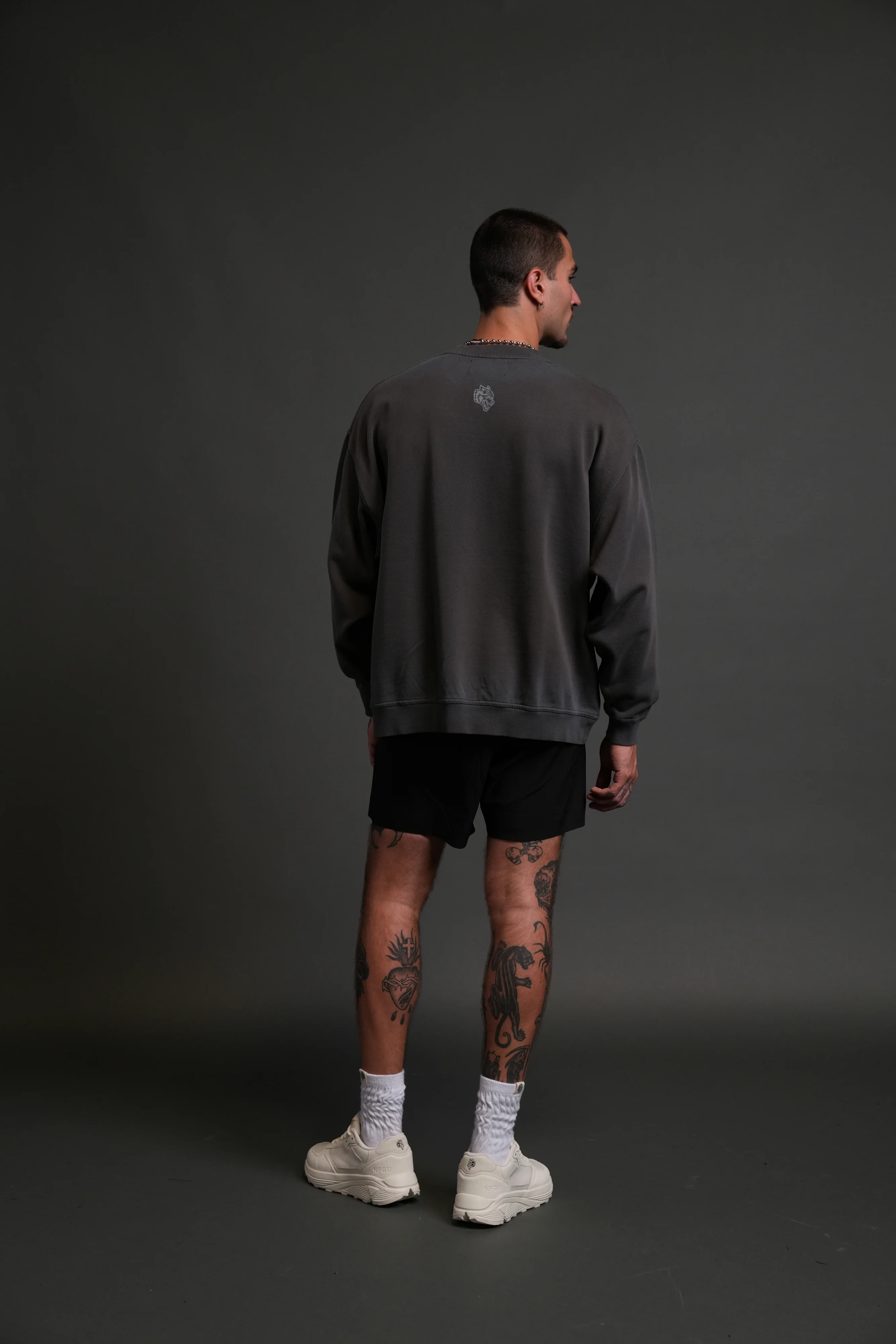 Darc Sport MMXV Grunge Oversized London Unisex Crewneck in Wolf Gray Drift Wash - Image 6