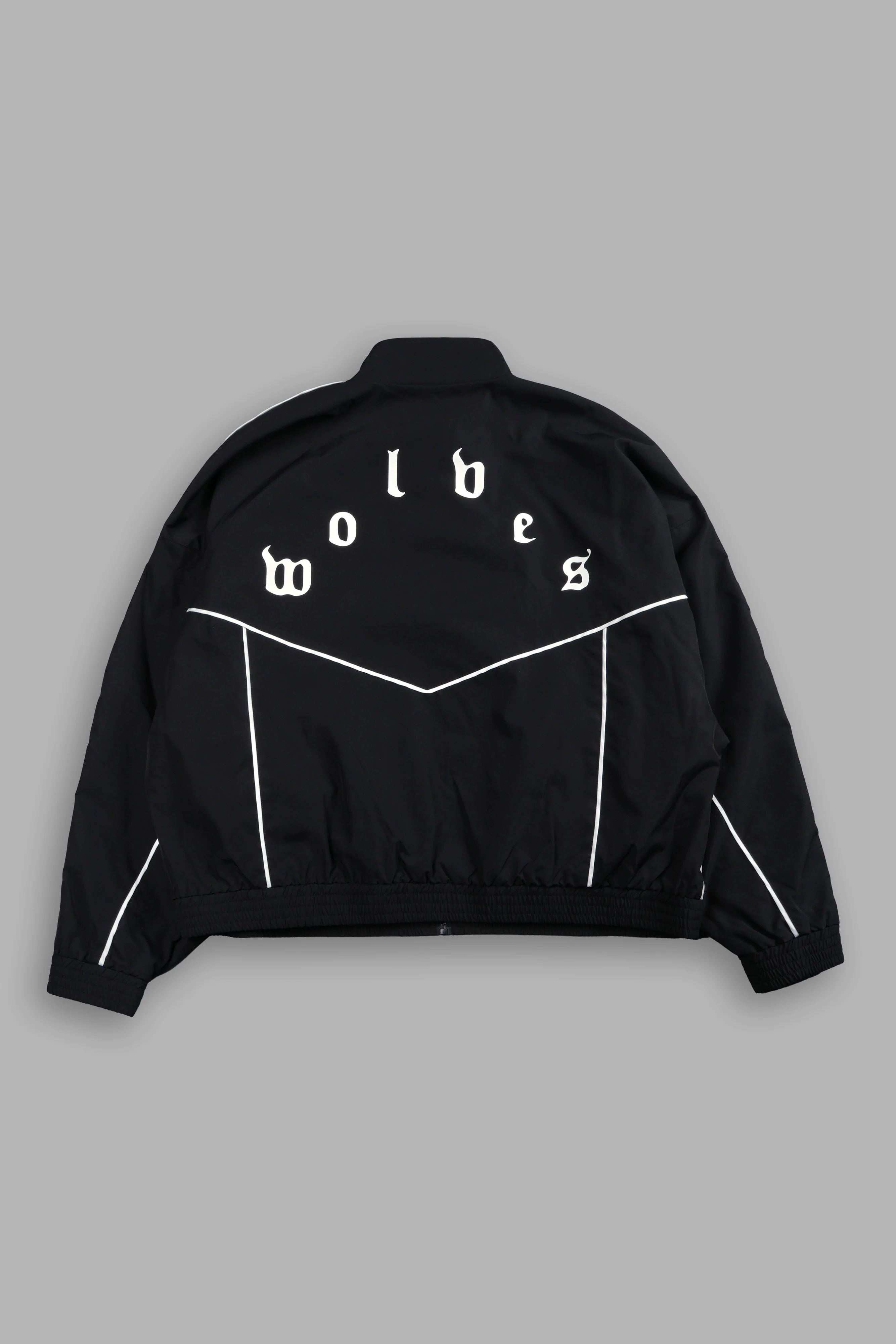 Darc Sport Wolves Unisex Pyramid Quinn Track Jacket in Black/Sand - Image 3