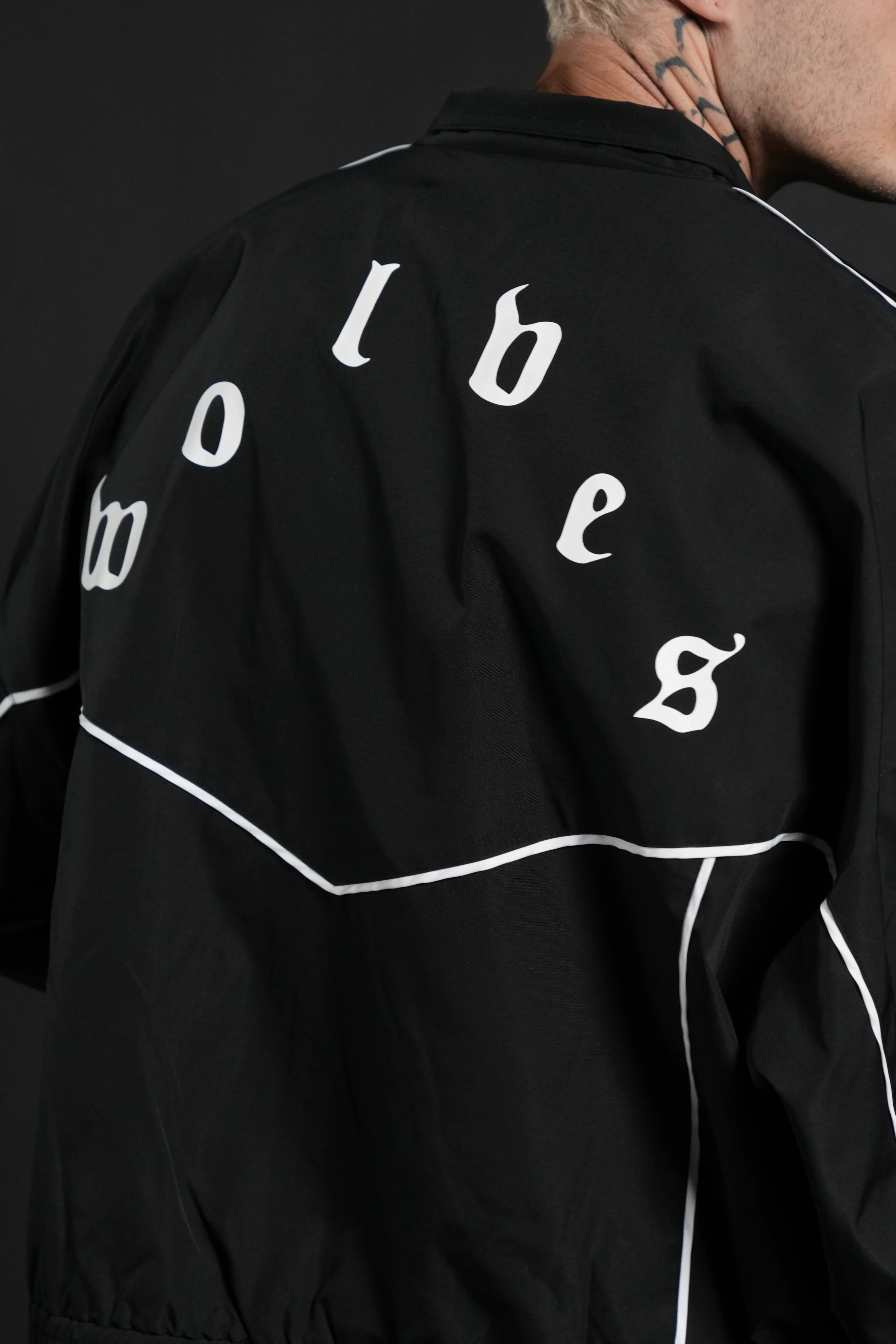 Darc Sport Wolves Unisex Pyramid Quinn Track Jacket in Black/Sand - Image 9