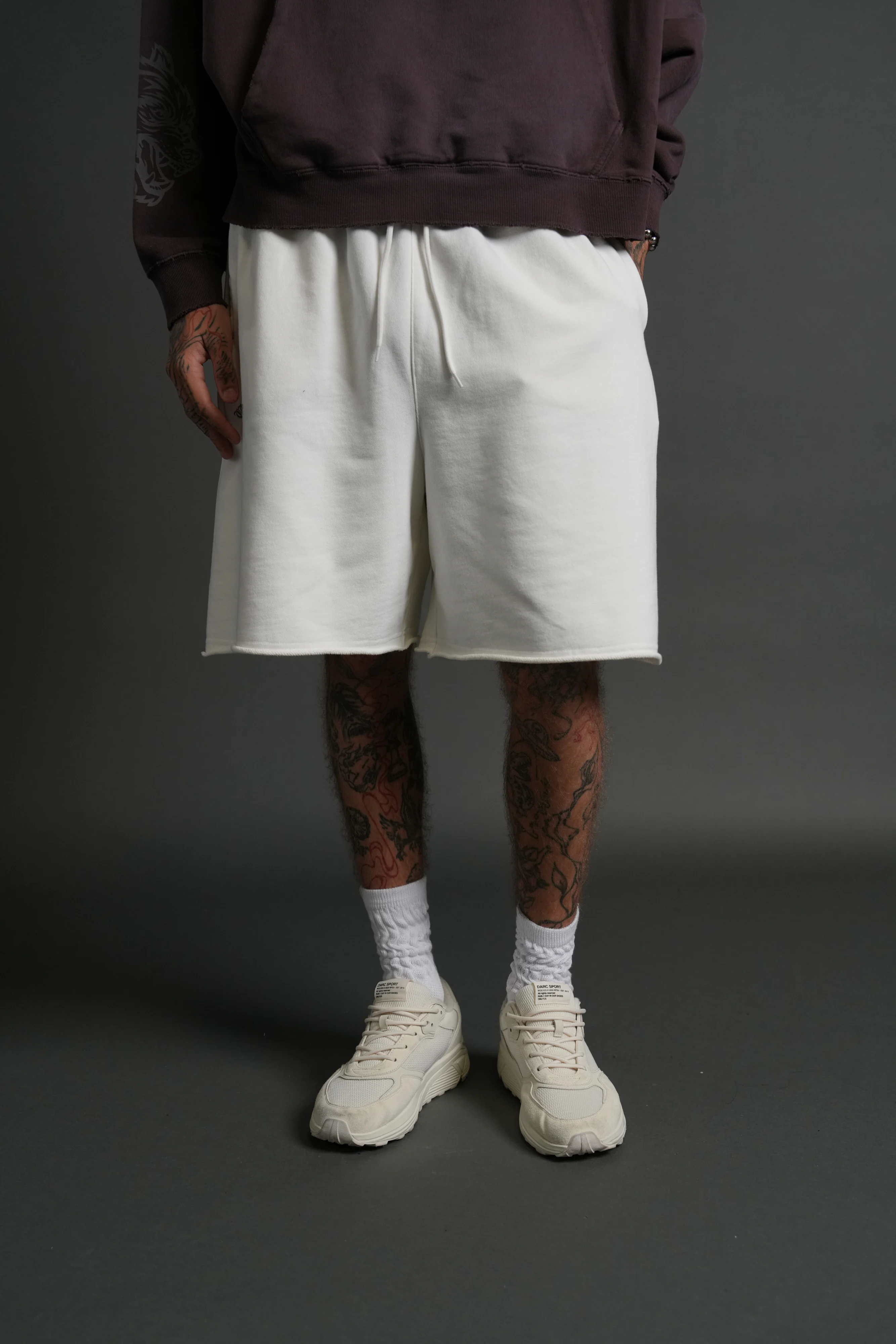 Darc Wandering Grunge Brock Sweat Shorts in Cream - Image 2