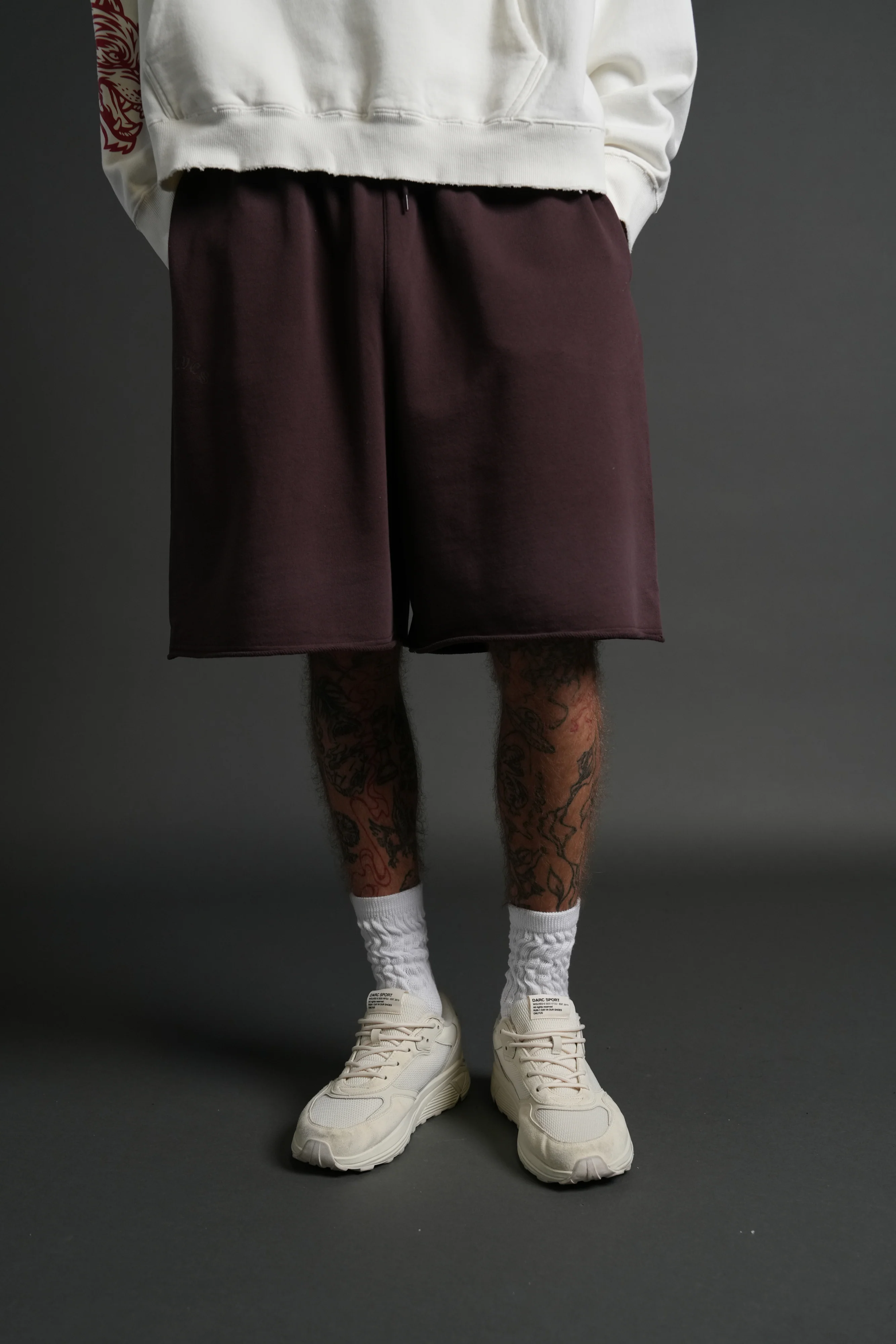 Darc Wandering Grunge Brock Sweat Shorts in Darc Garnet Drift Wash - Image 2