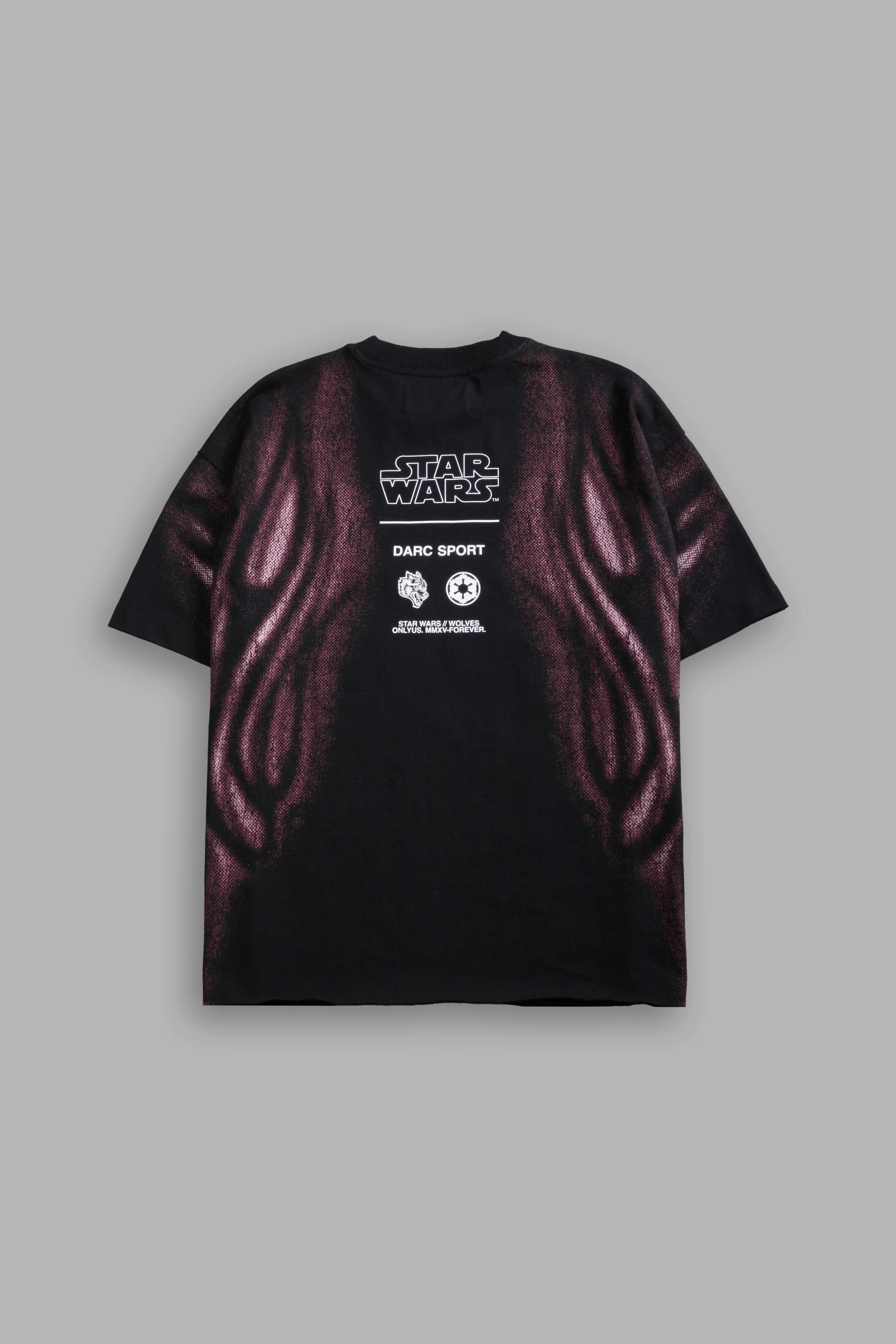 Dark Flame Grunge Mid Length Raw Hem Tee in Black - Image 2