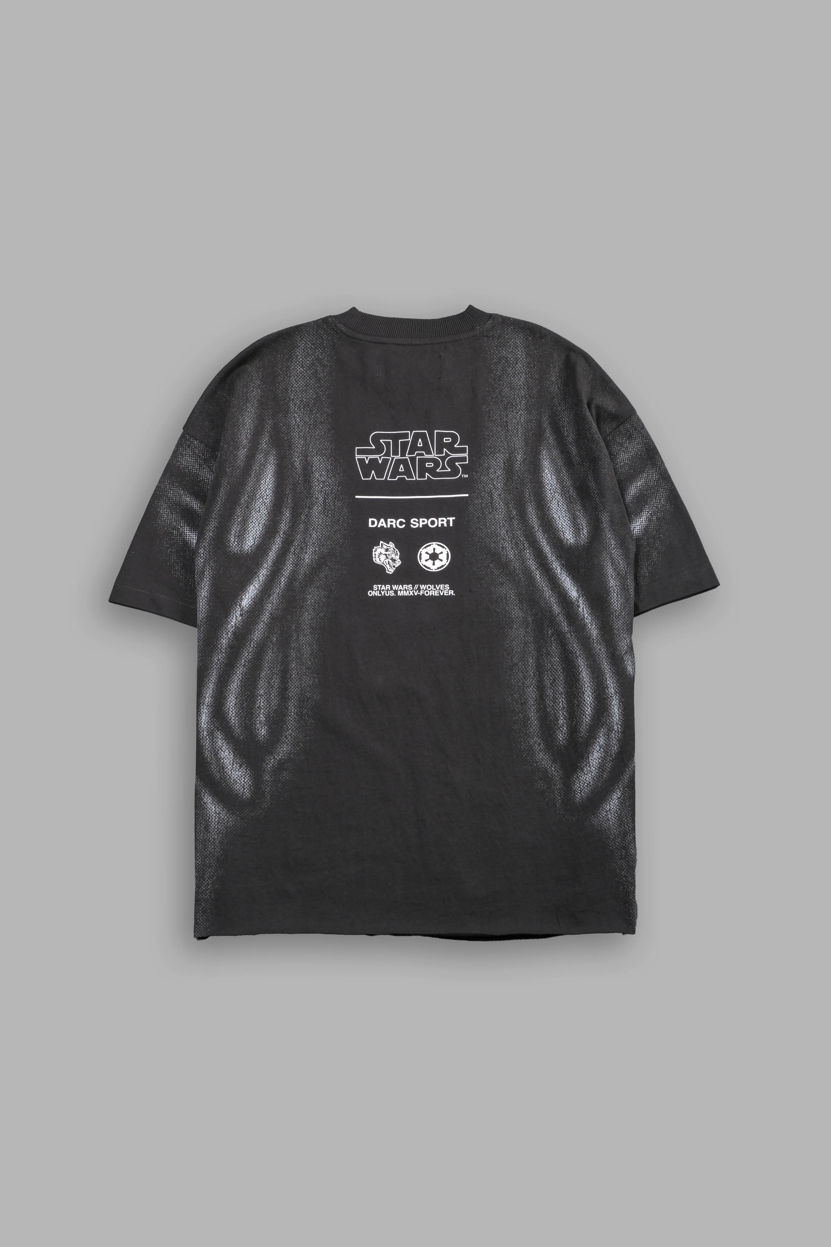 Dark Flame Grunge Mid Length Raw Hem Tee in Wolf Gray - Image 2