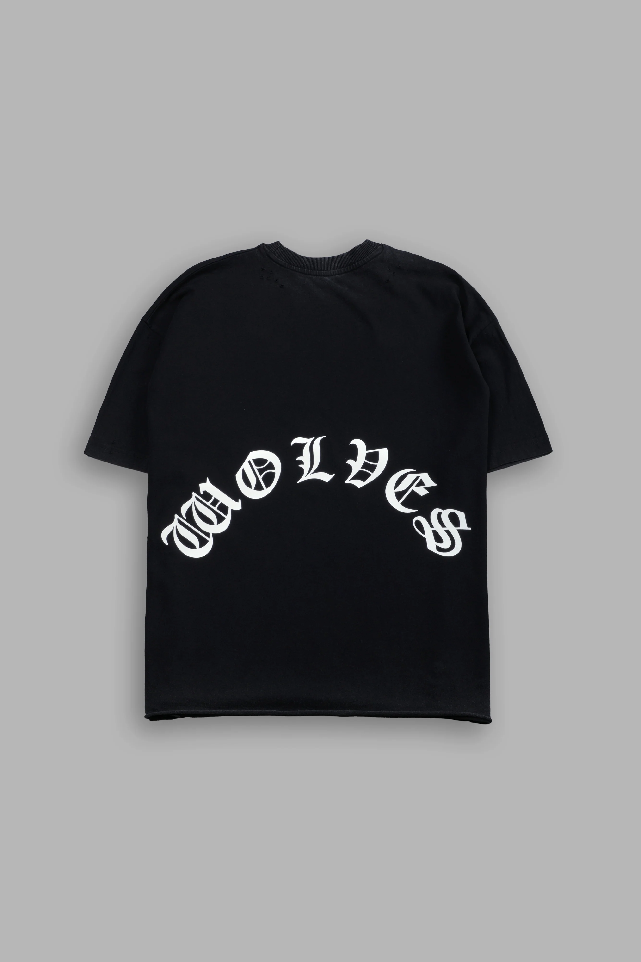 Dark Order Distressed Grunge Mid Length Raw Hem Tee V2 in Black - Image 2