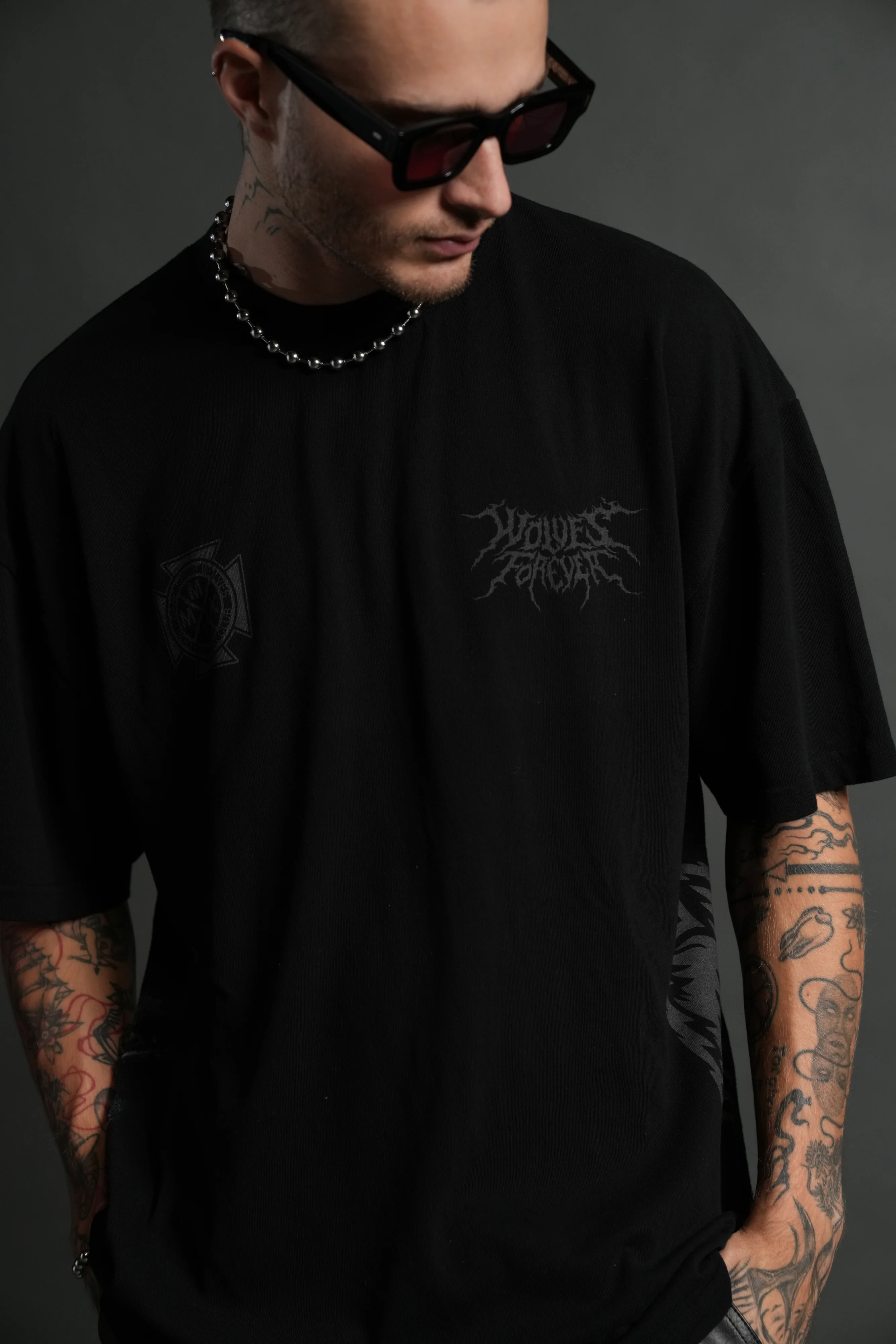 Dark Power "Side By Side" Series Premium Oversized Tee in Black - Image 7