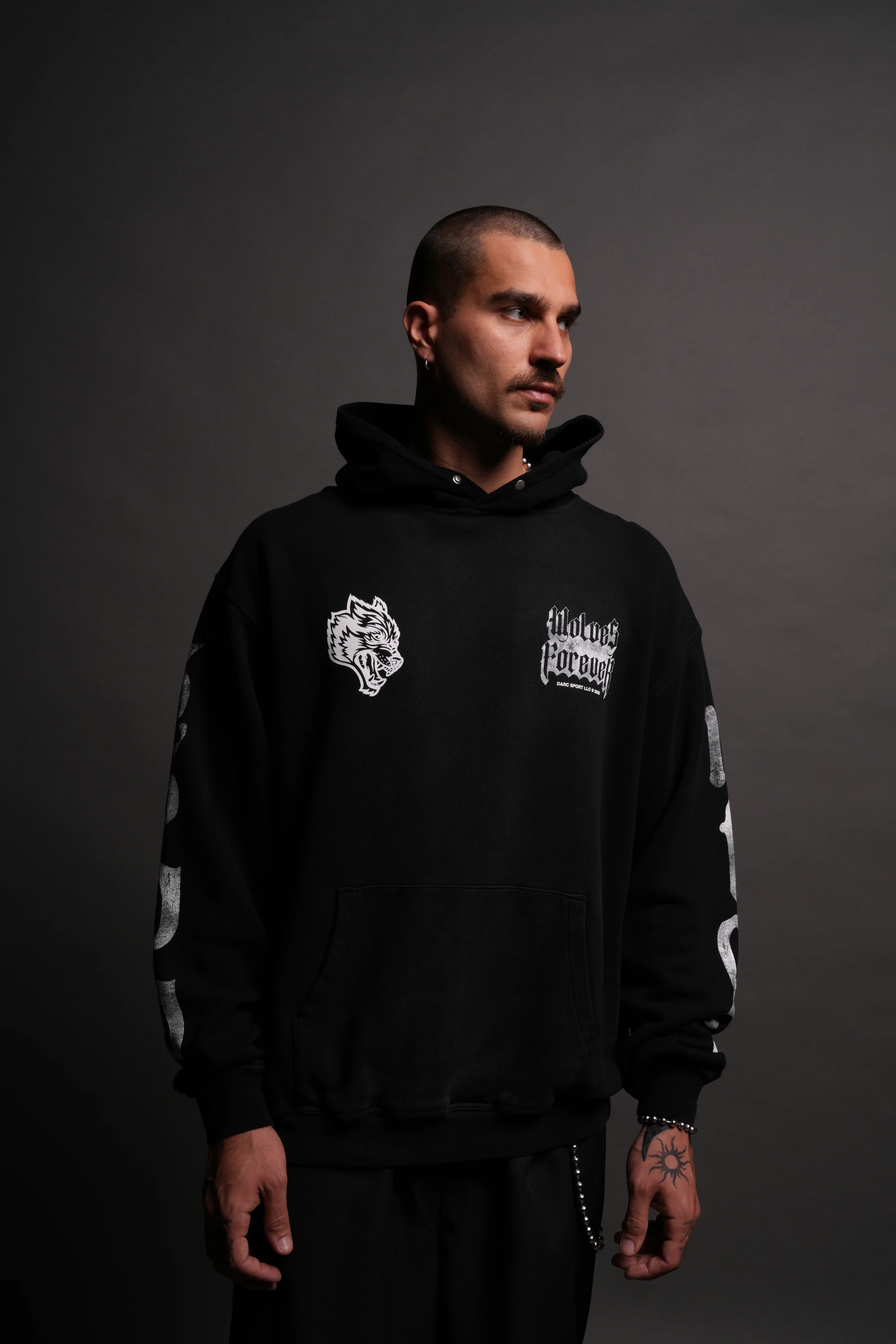 Death Wolf "Pierce" Hoodie in Black Spine Sun Fade - Image 2