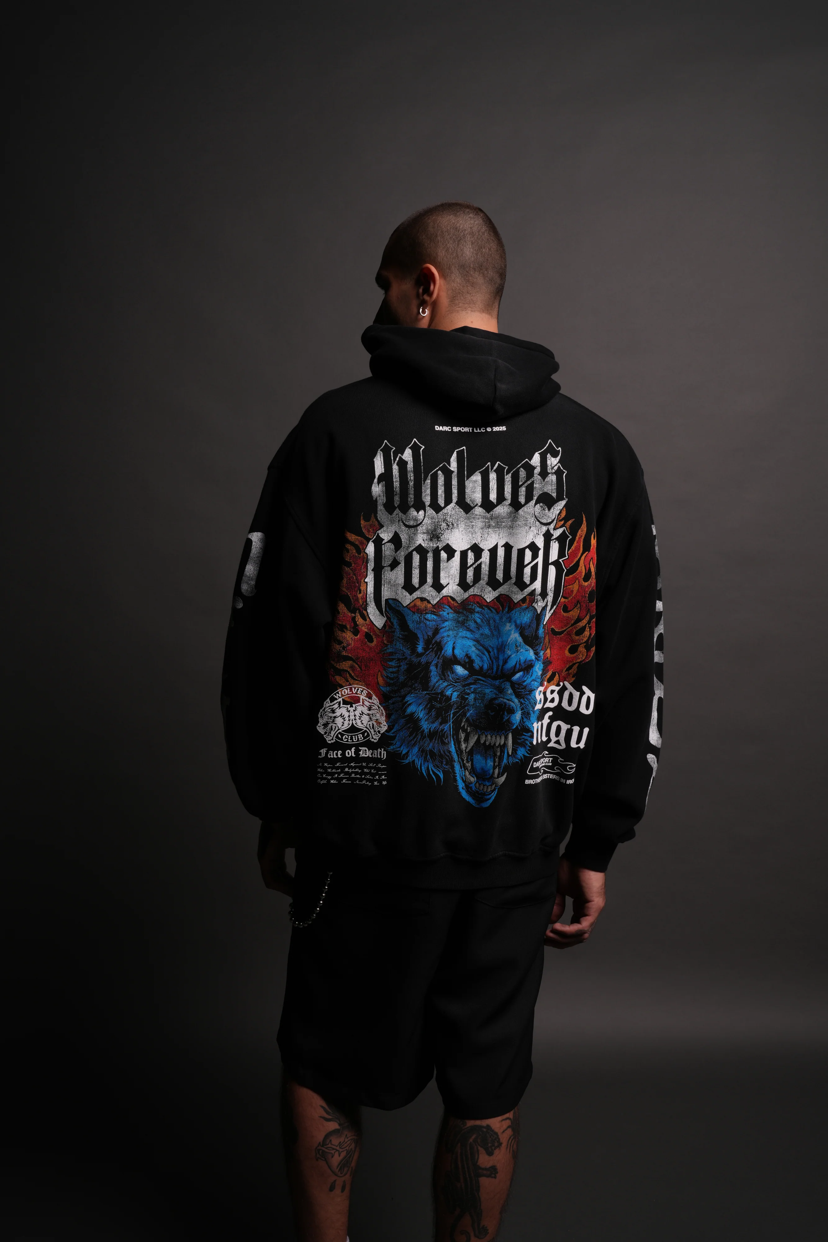 Death Wolf "Pierce" Hoodie in Black Spine Sun Fade - Image 4