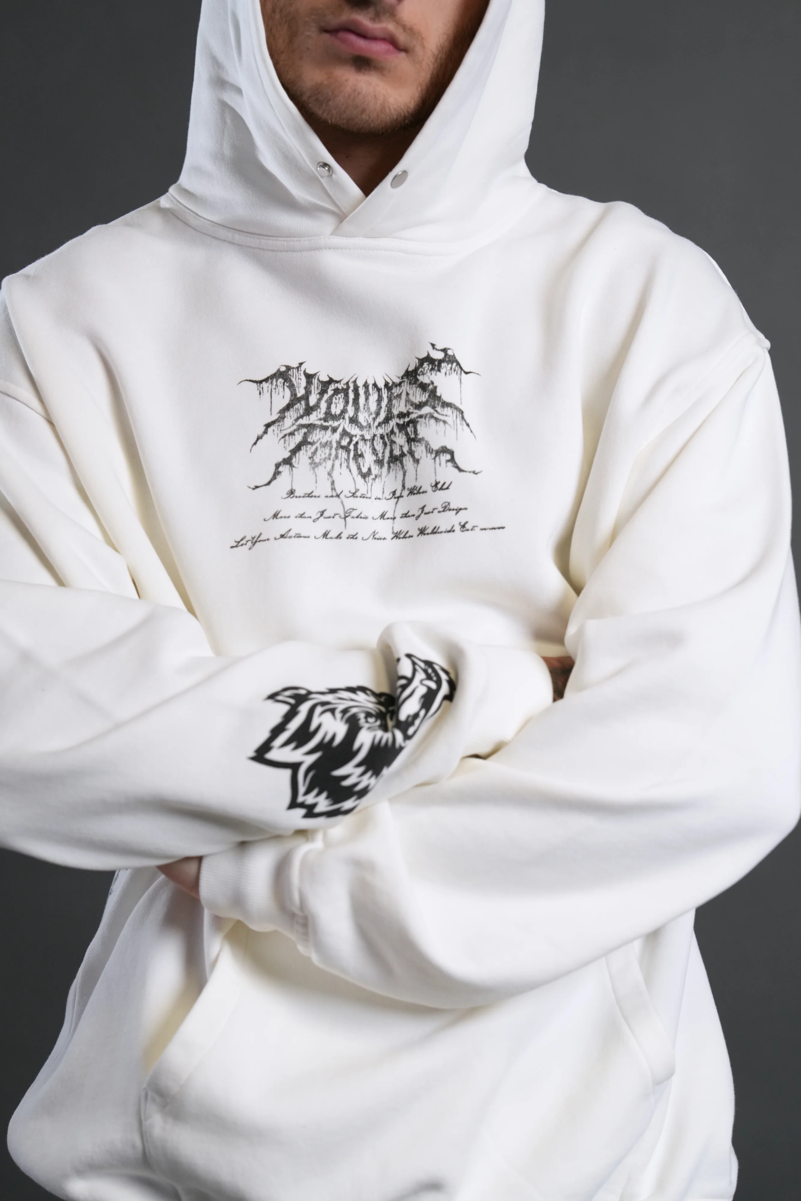 Demon Knight "Pierce" Hoodie in Cream - Image 11