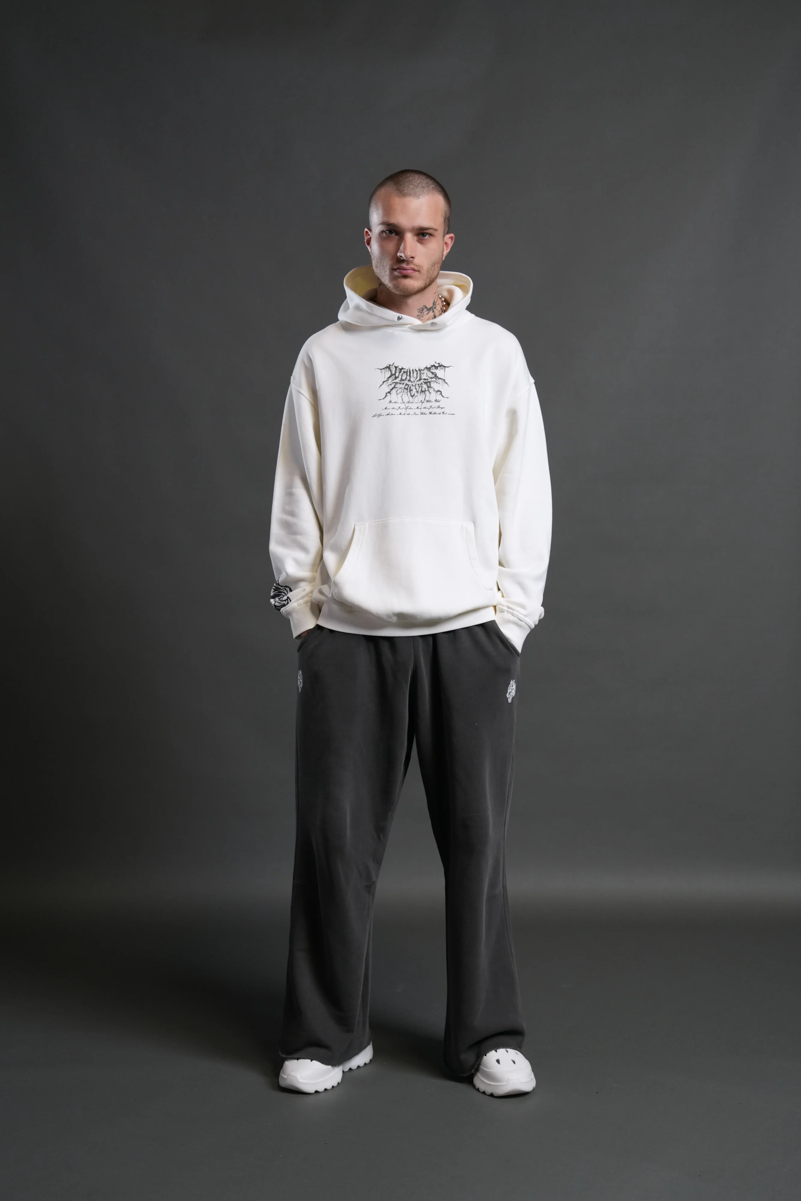 Demon Knight "Pierce" Hoodie in Cream - Image 5