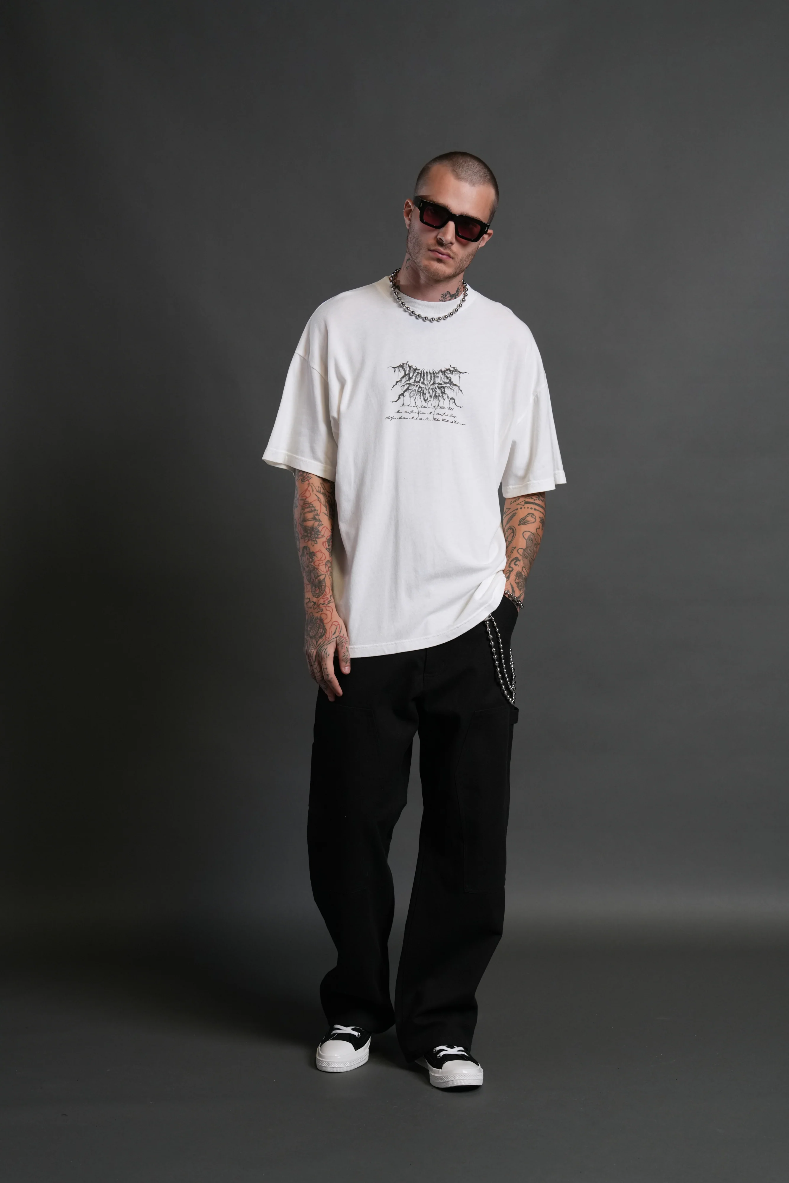 Demon Knight "Premium" Oversized Tee in Cream - Image 5