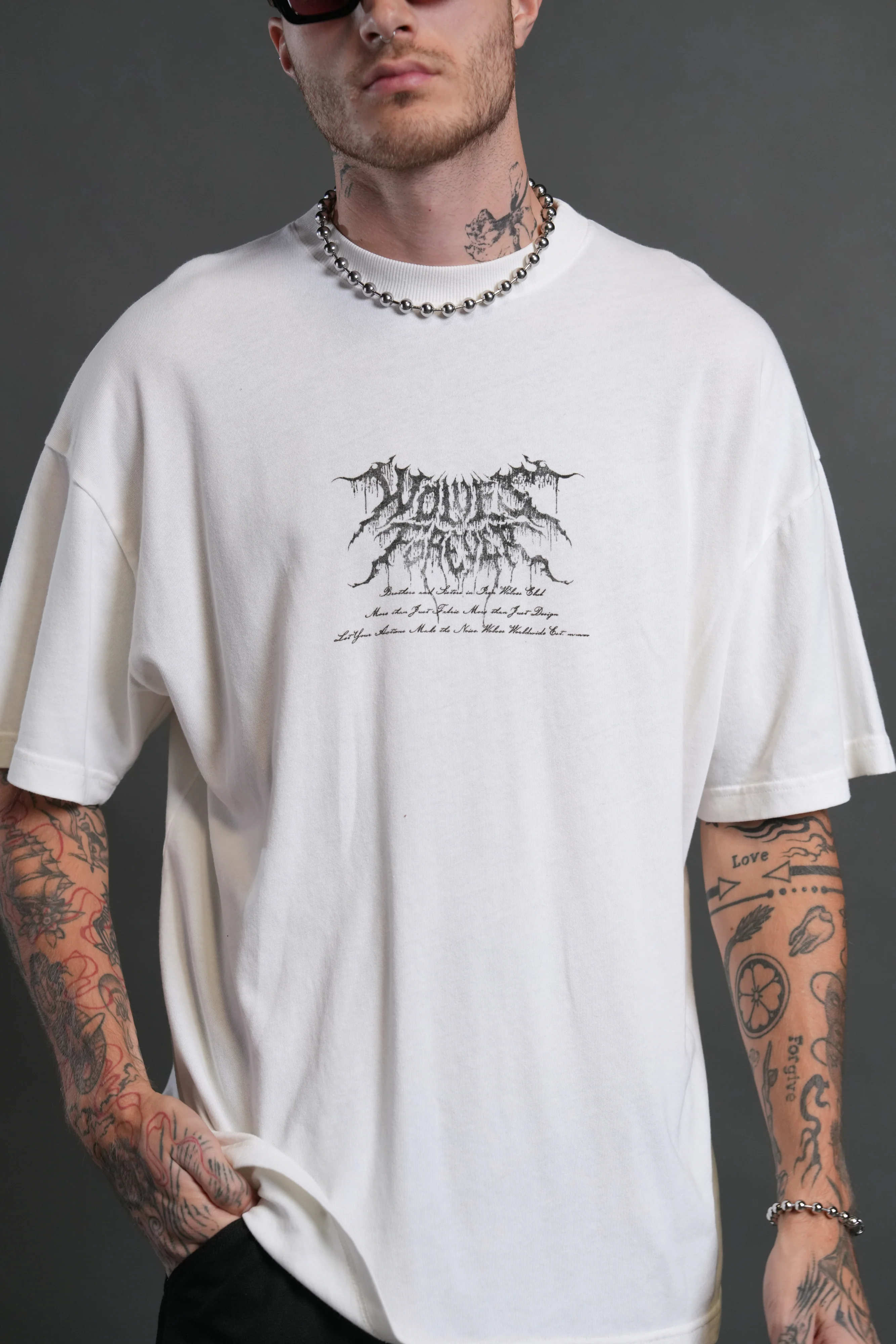 Demon Knight "Premium" Oversized Tee in Cream - Image 7