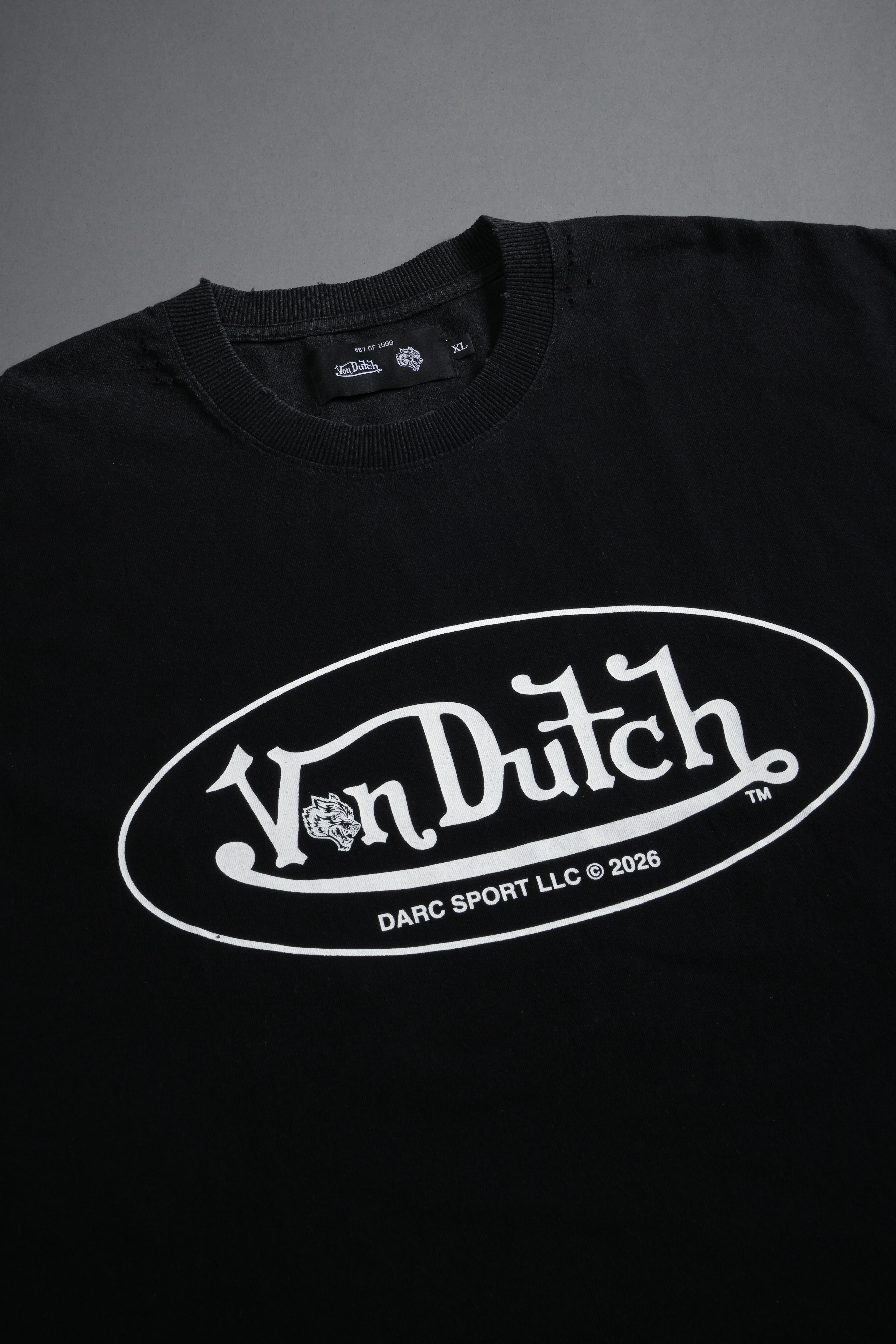 DSVD Legacy Distressed Grunge Cut-Off Mid-Length Raw Hem Tee in Black - Image 9