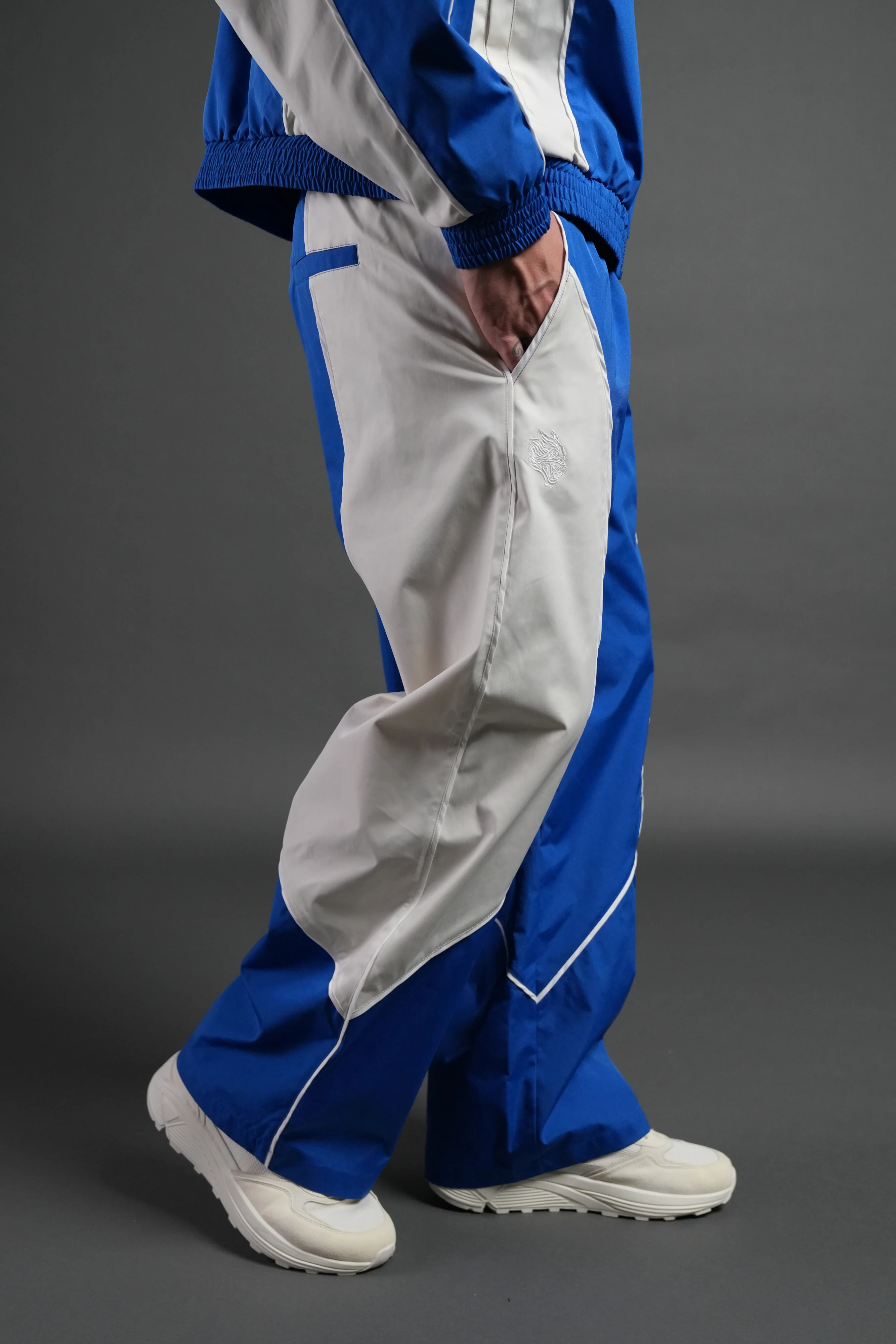 Dual Men's Quinn Track Pants in Darc Cobalt/Cream - Image 5