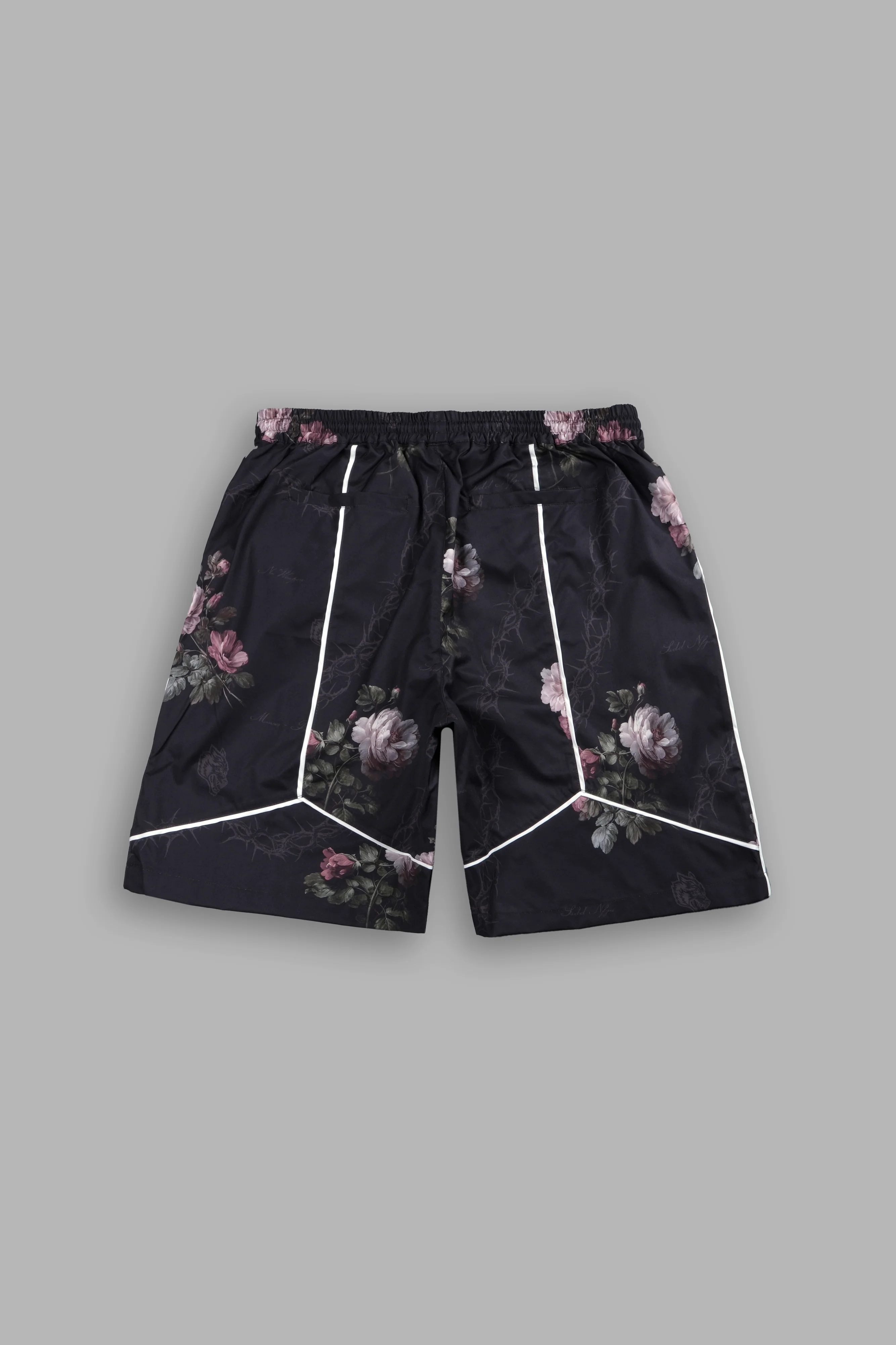 Dual Mens Quinn Track Shorts in Black Rose Thorn - Image 3