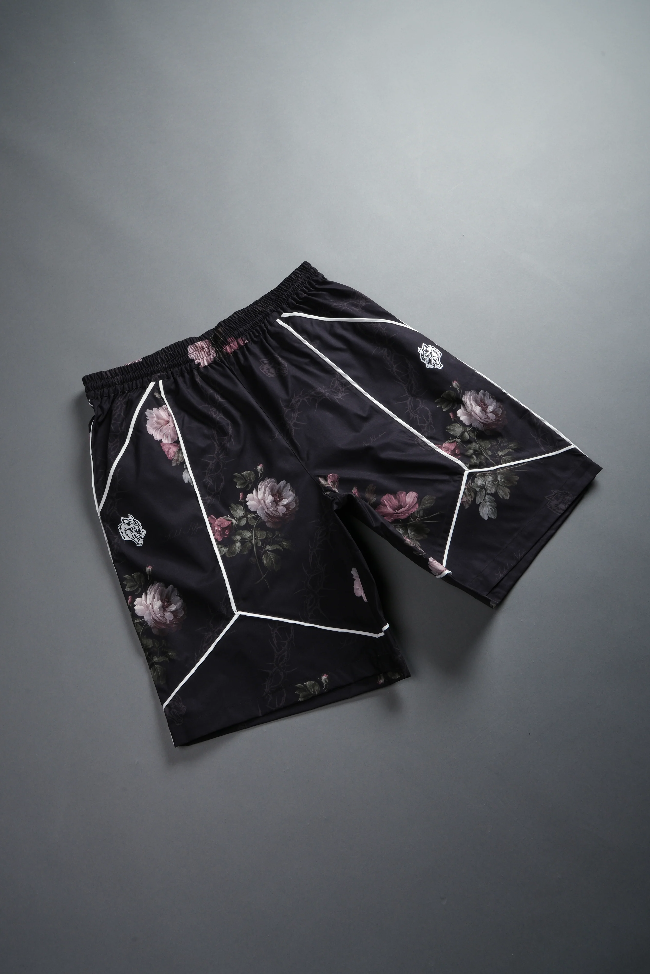 Dual Mens Quinn Track Shorts in Black Rose Thorn - Image 5