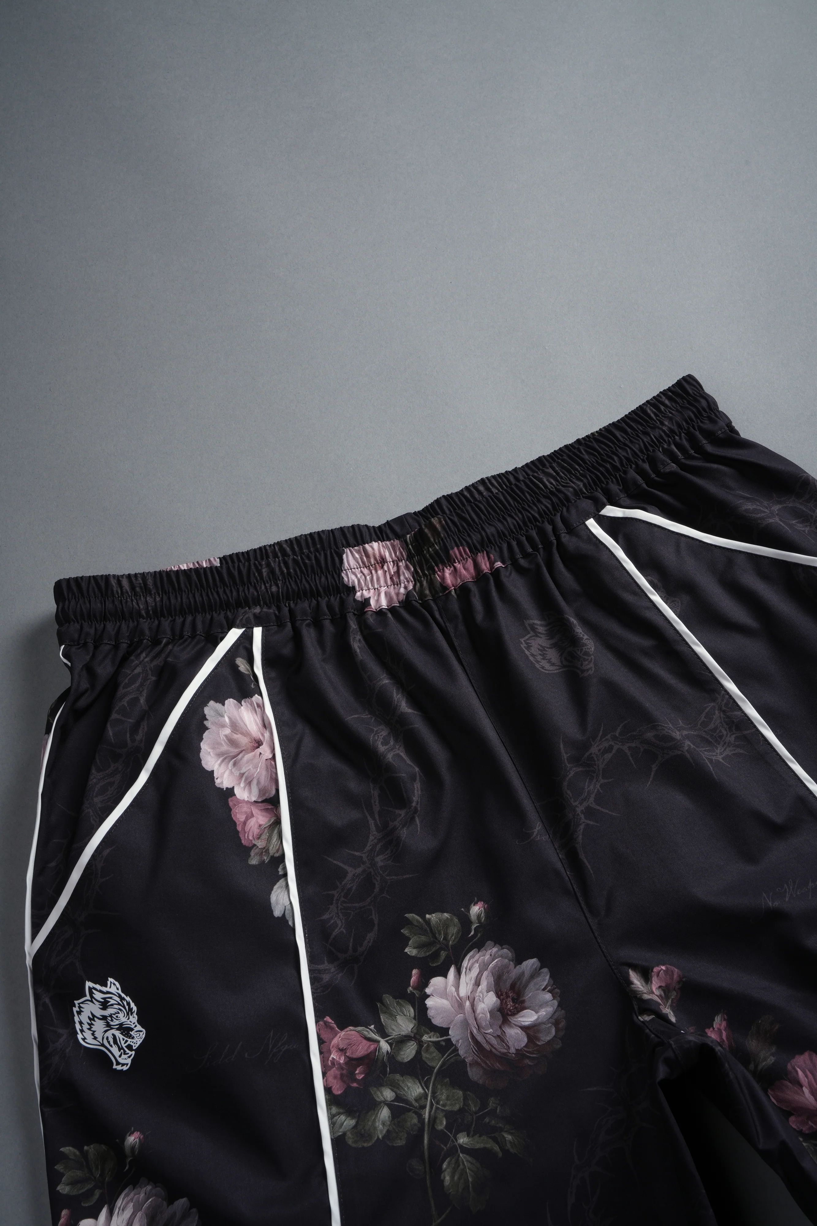Dual Mens Quinn Track Shorts in Black Rose Thorn - Image 6