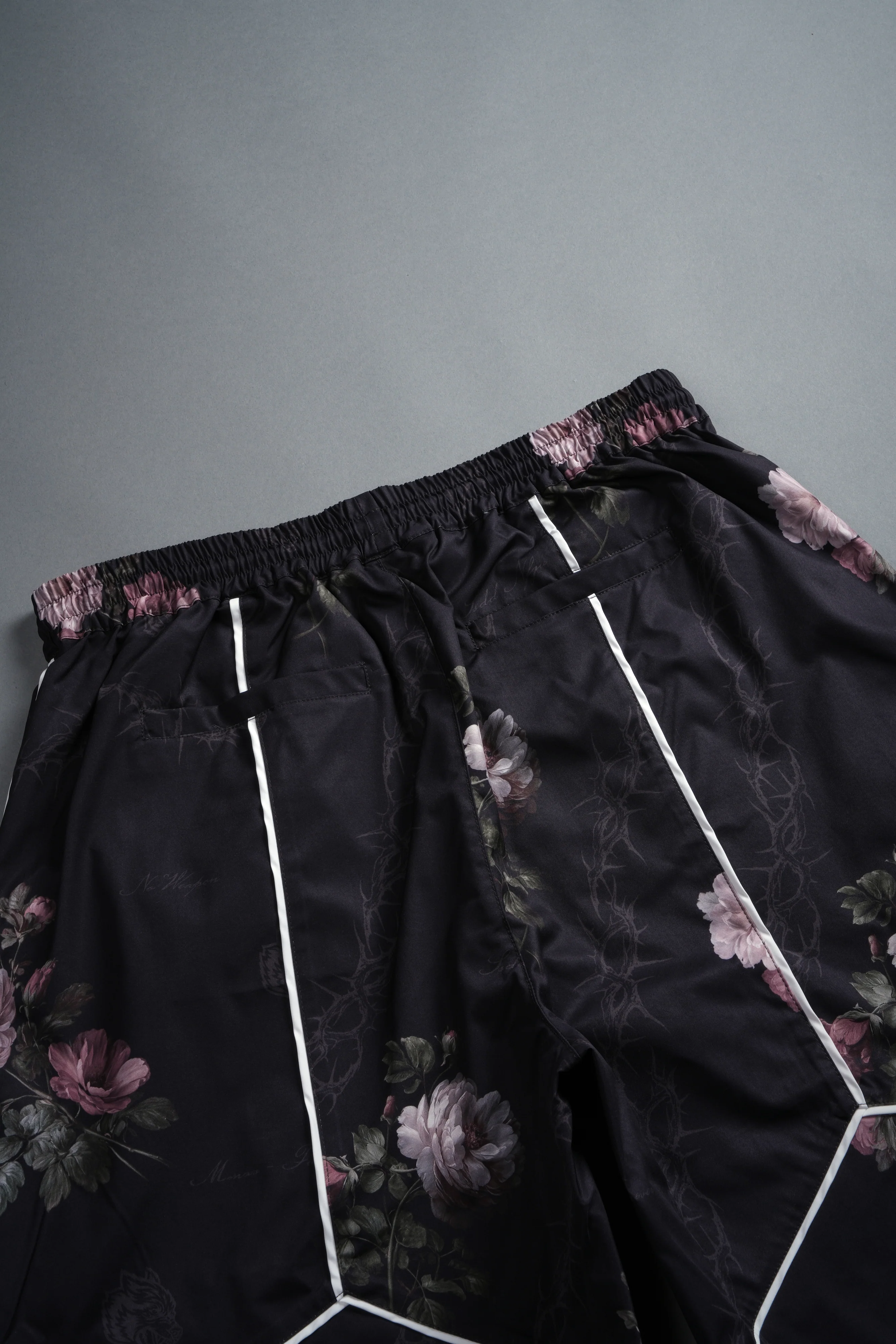 Dual Mens Quinn Track Shorts in Black Rose Thorn - Image 9