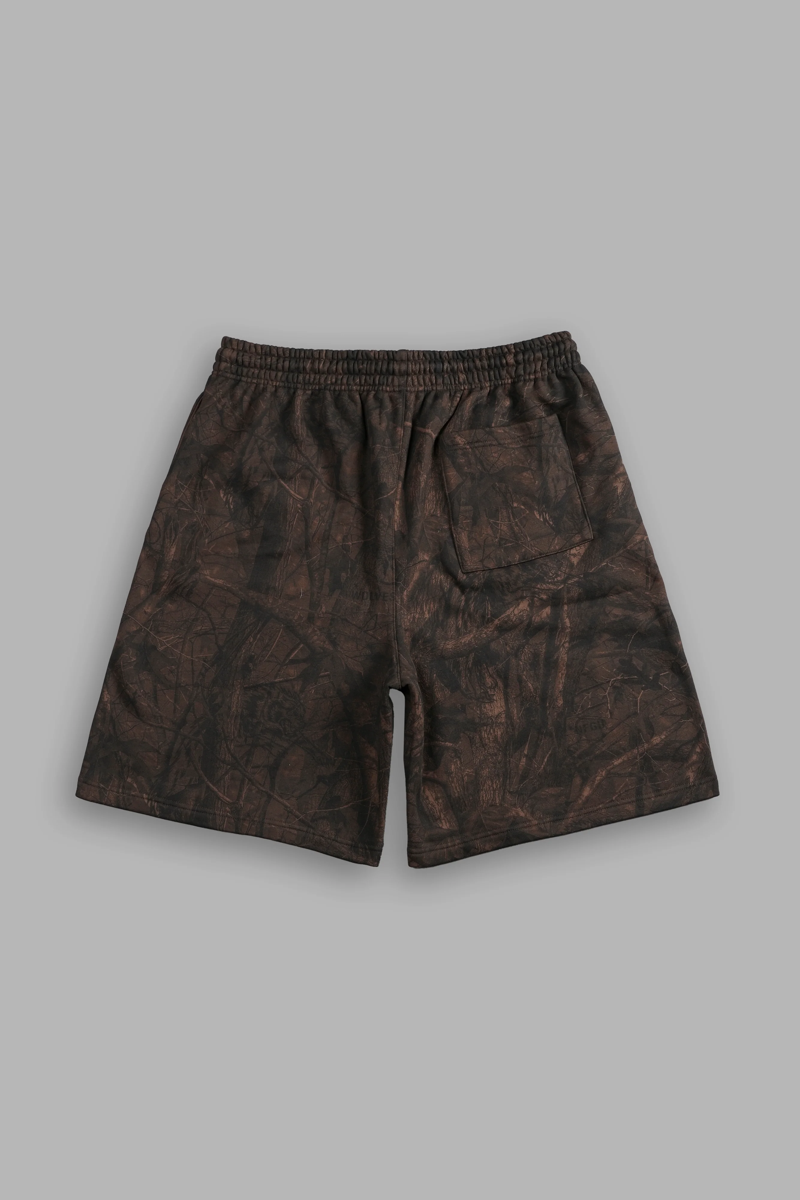 Dual Oversized Osiris Sweat Shorts in Brown Driftwood Forest Camo - Image 3