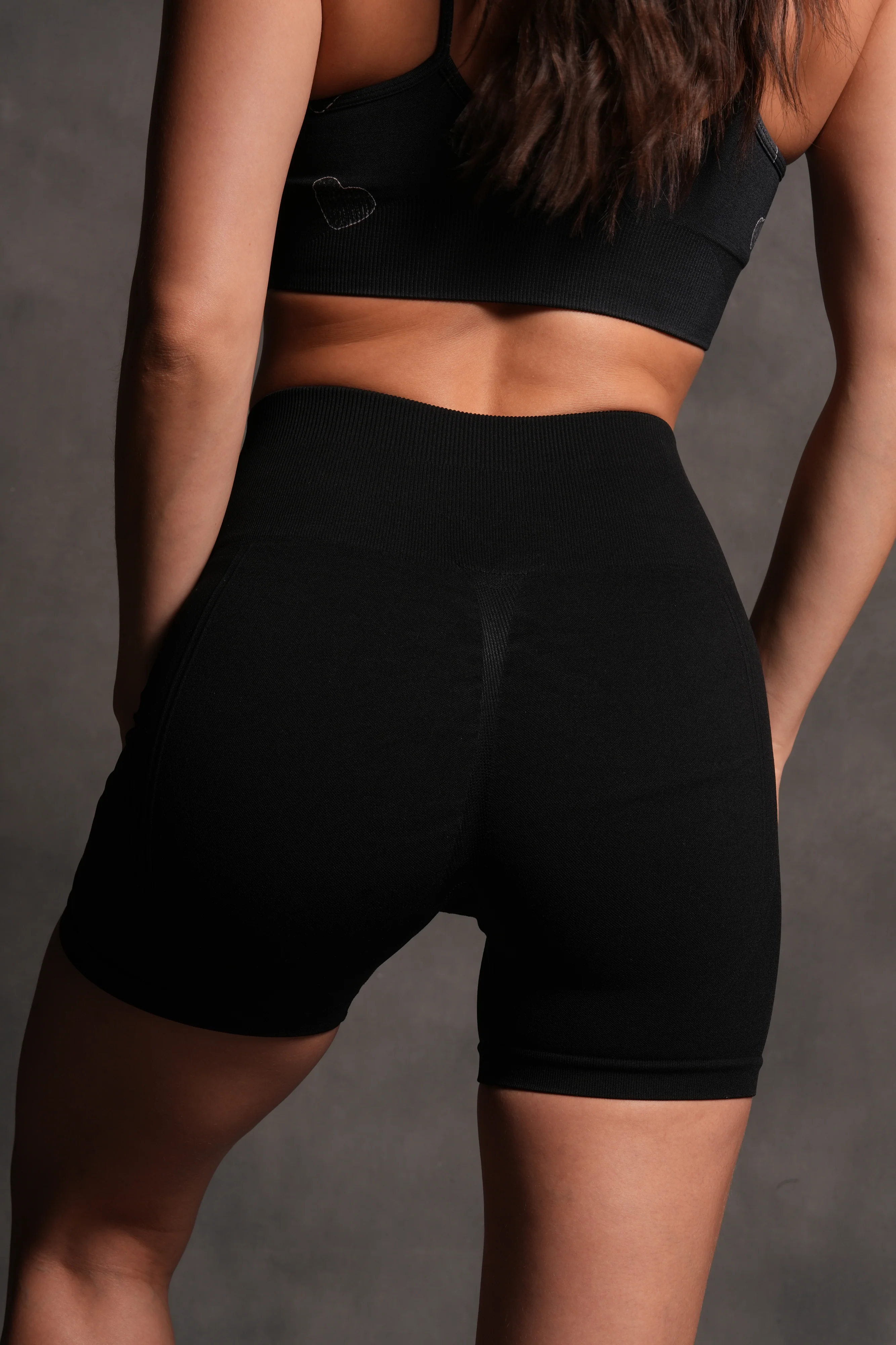 Dual "Stella" Soft Seamless Shorts in Black - Image 4