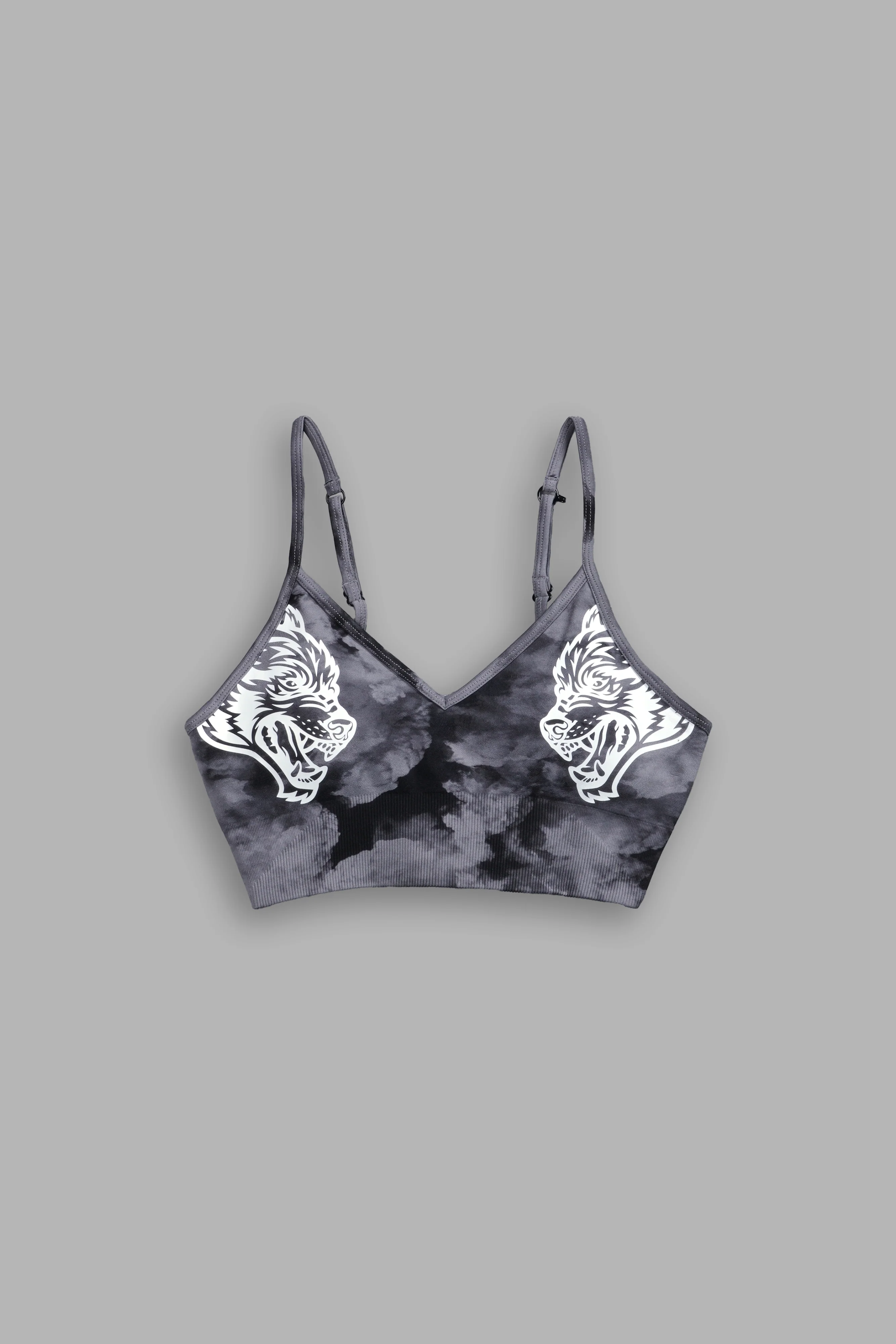 Dual Wolf Chopper "Everson Seamless" Sports Bra in Black Ghost Clouds - Image 3