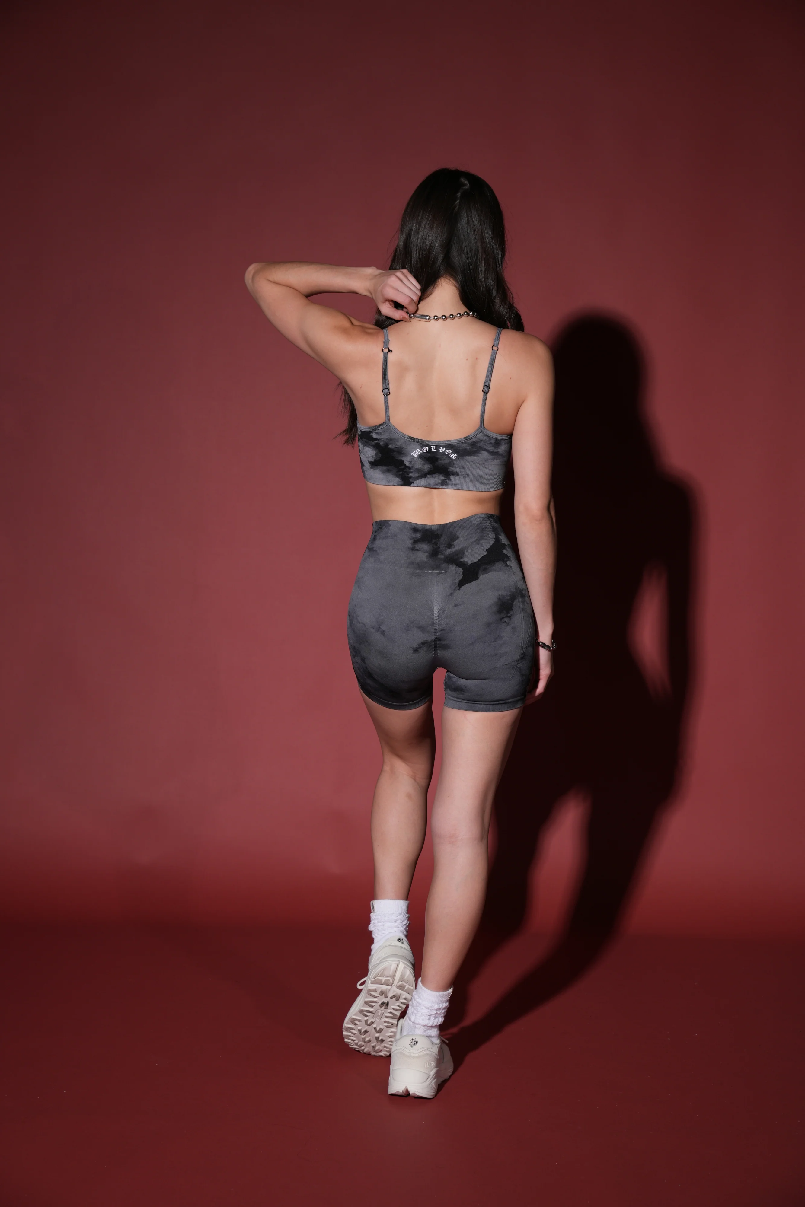 Dual Wolf Chopper "Everson Seamless" Sports Bra in Black Ghost Clouds - Image 6