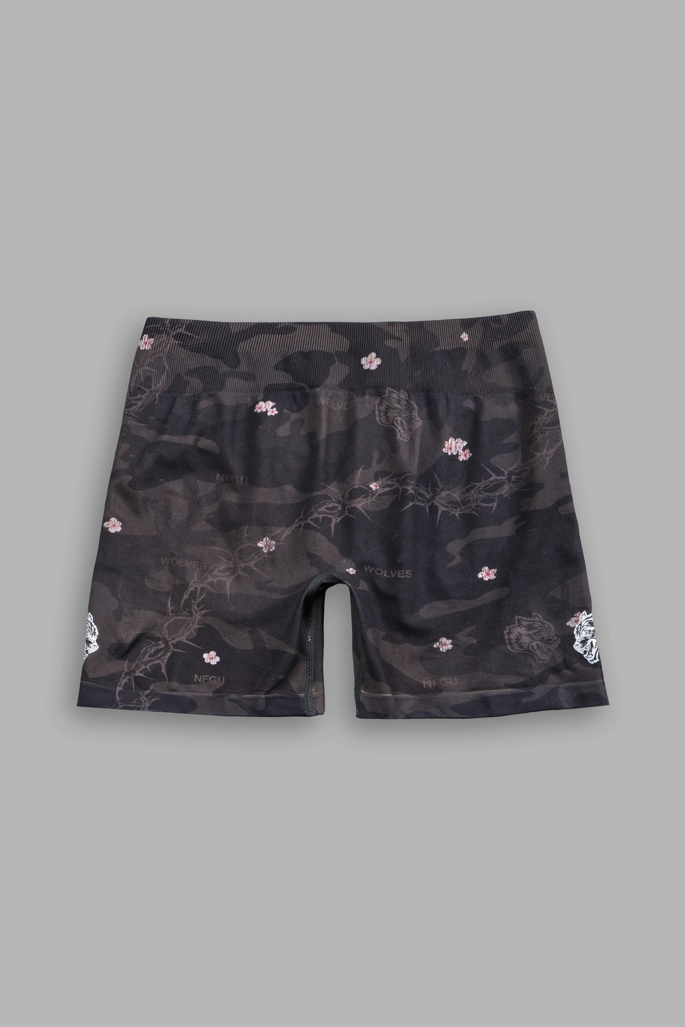 Dual Wolf Harlow Soft Seamless Shorts in Warrior In A Garden Black Camo - Image 8